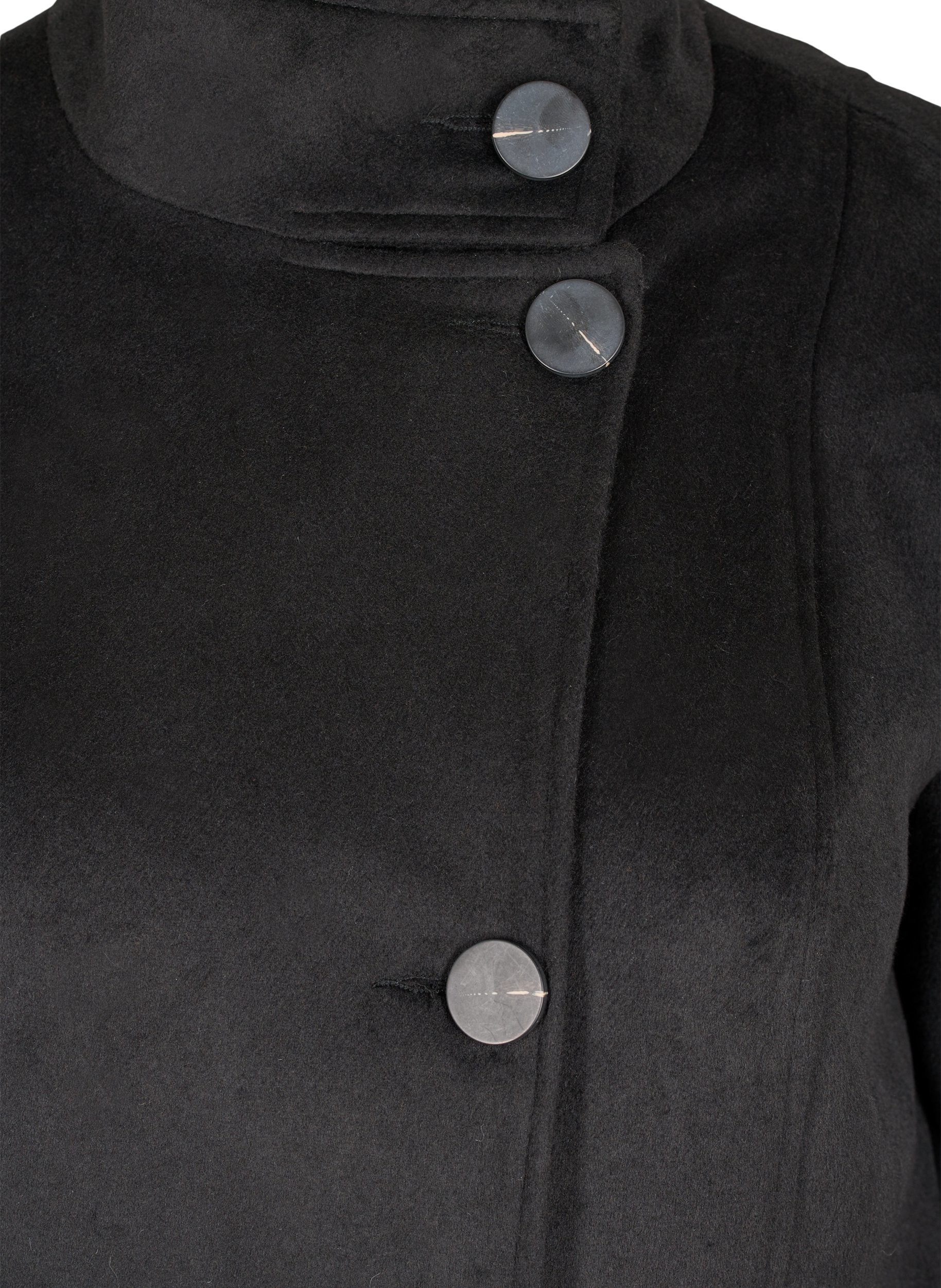 Jacke mit hohem Kragen und Wolle, Black, Packshot image number 2