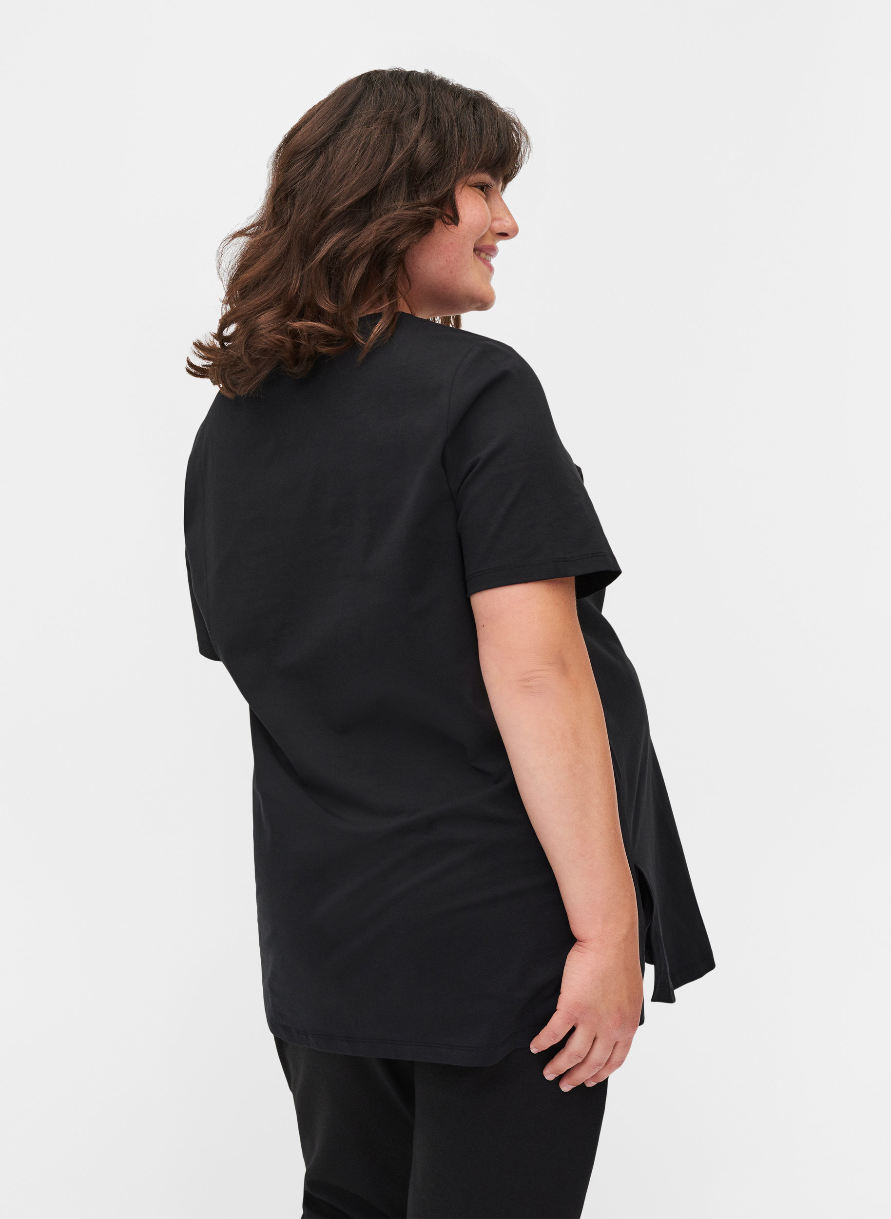 Kurzarm Umstands-T-Shirt aus Baumwolle, Black, Model image number 1