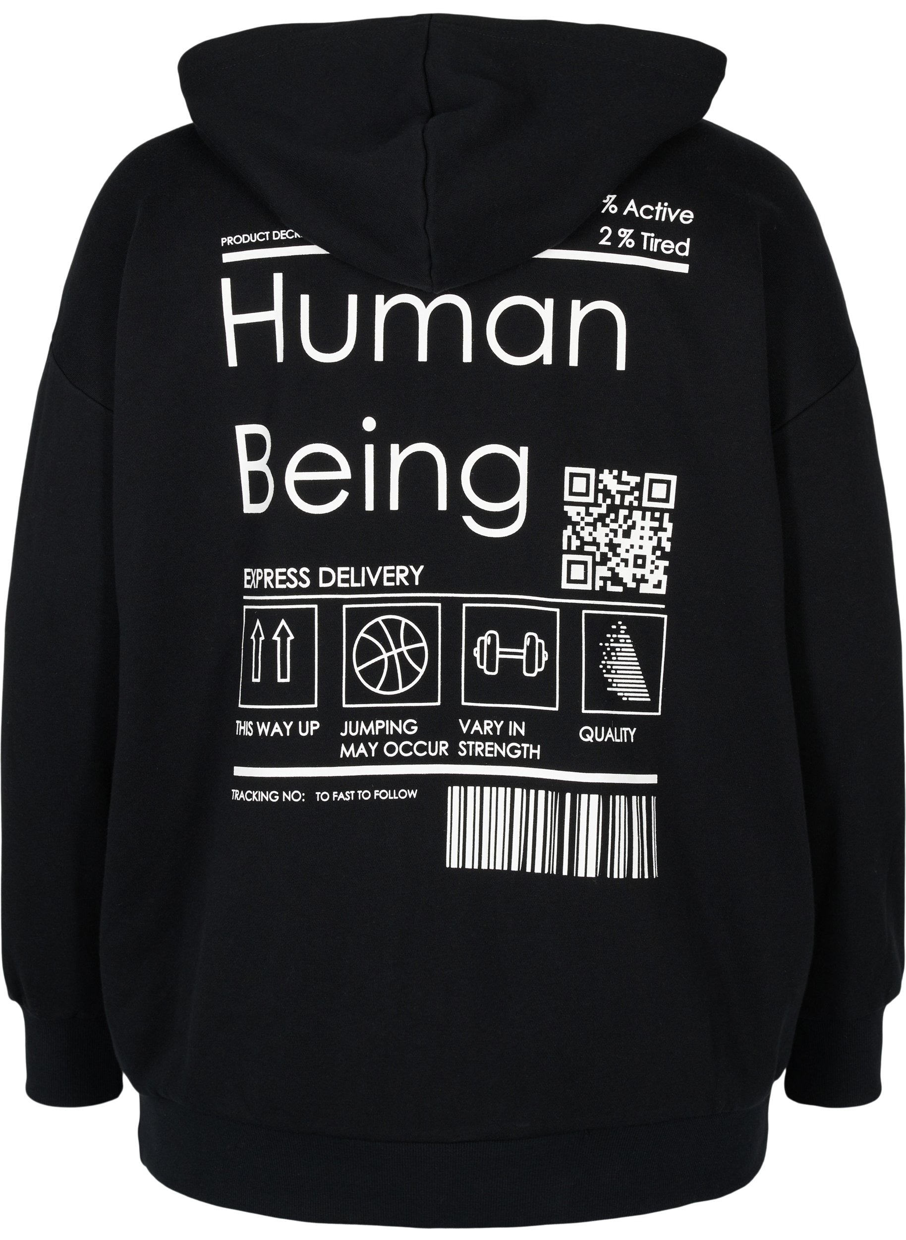 Langarm Sweatshirt mit Kapuze und Print, Black Human, Packshot image number 1