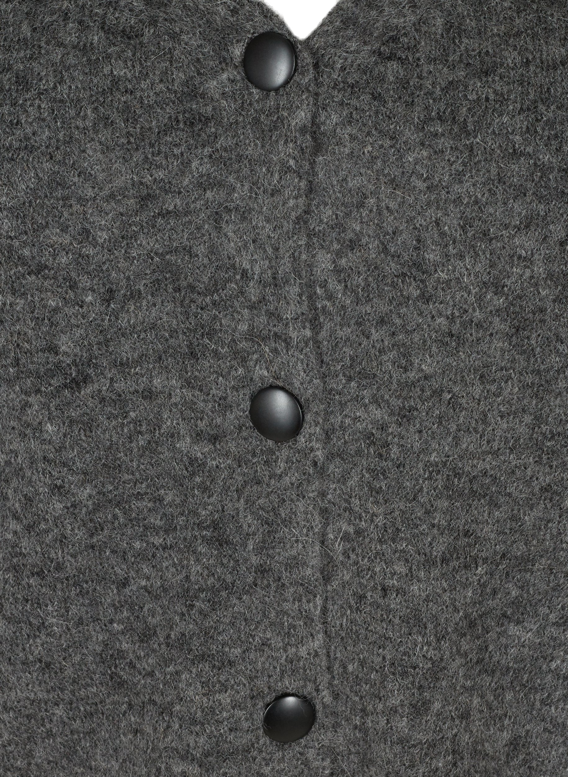 Kurzer Strickcardigan aus Wollmischung, Dark Grey Melange, Packshot image number 2