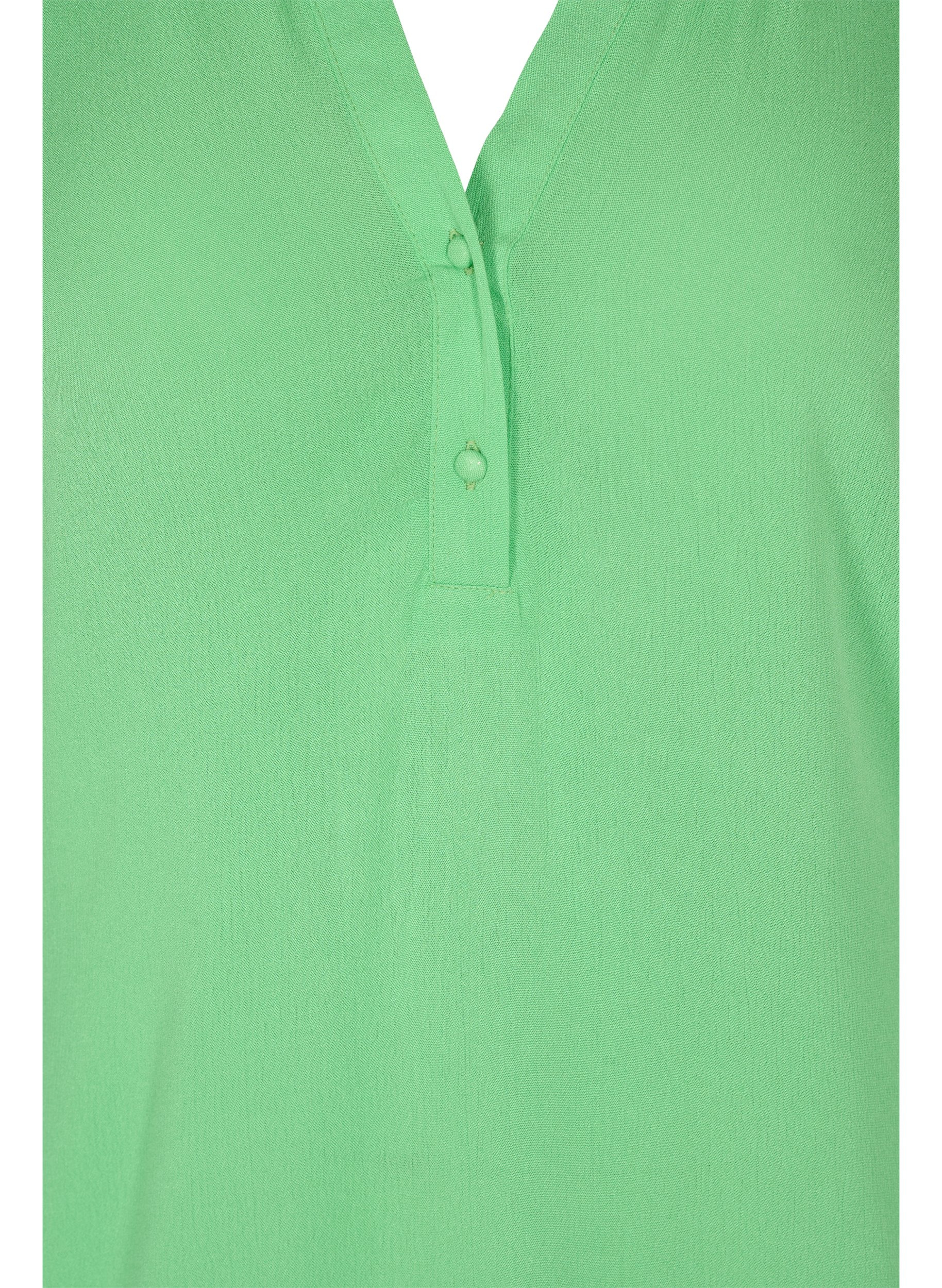 Viskosebluse mit 3/4-Ärmeln und V-Ausschnitt, Summer Green, Packshot image number 2