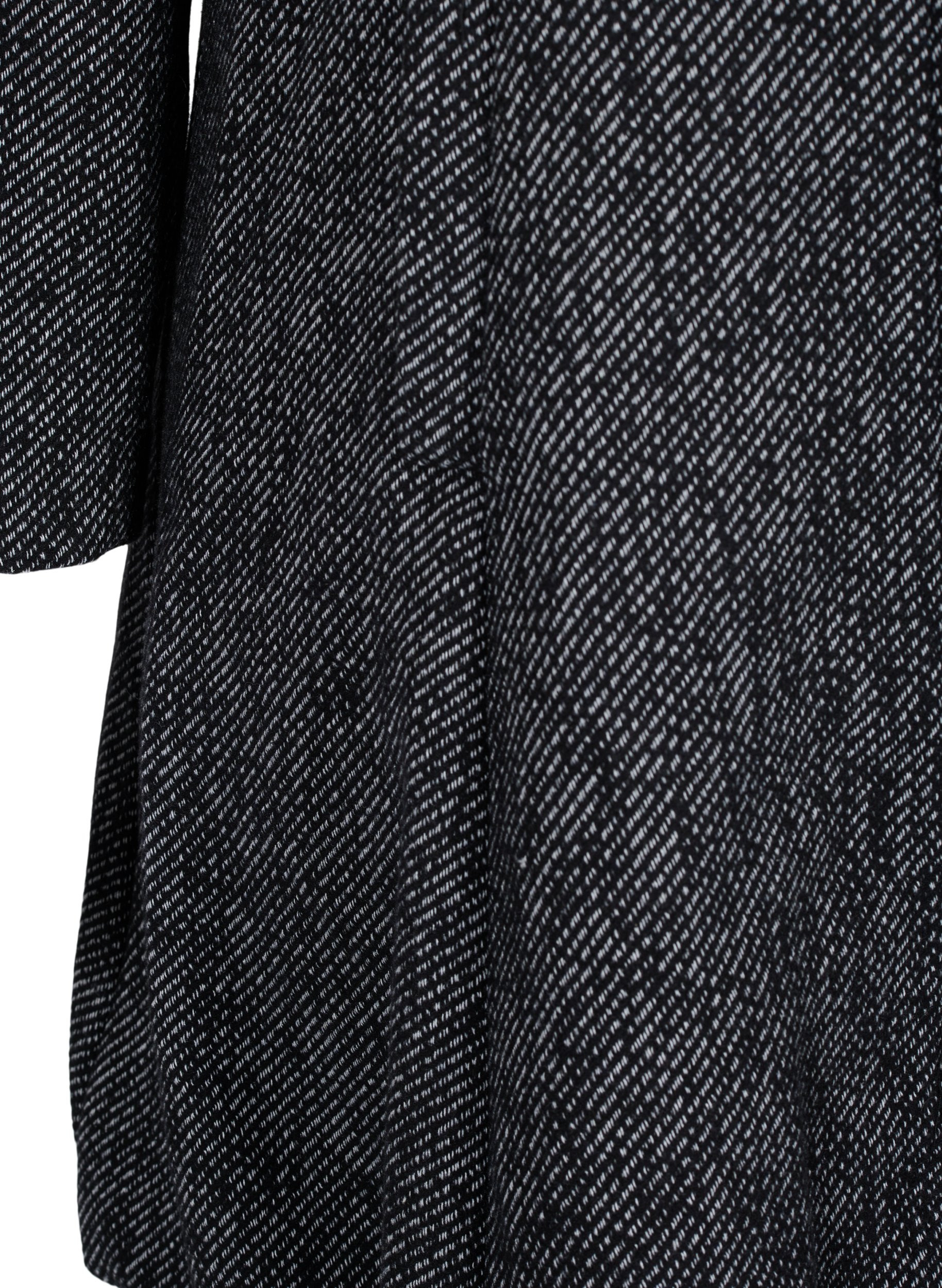 Wollmantel mit hohem Hals und Taschen, Black solid, Packshot image number 3