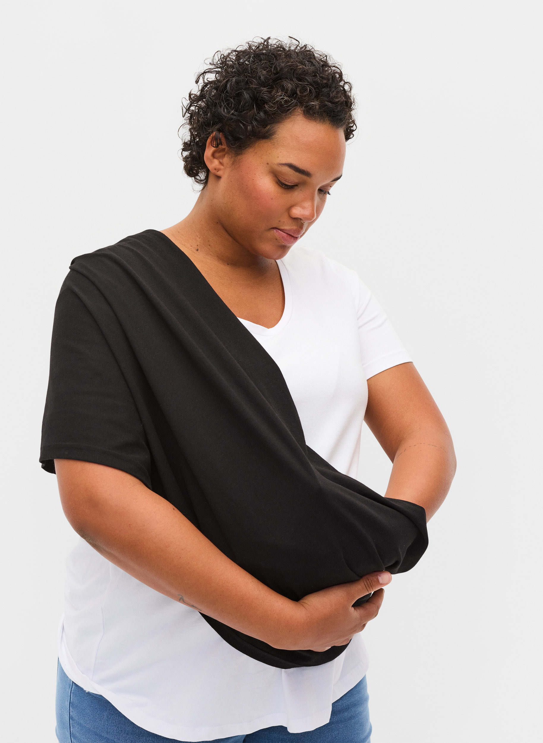 Stillschal aus Baumwolle, Black, Model