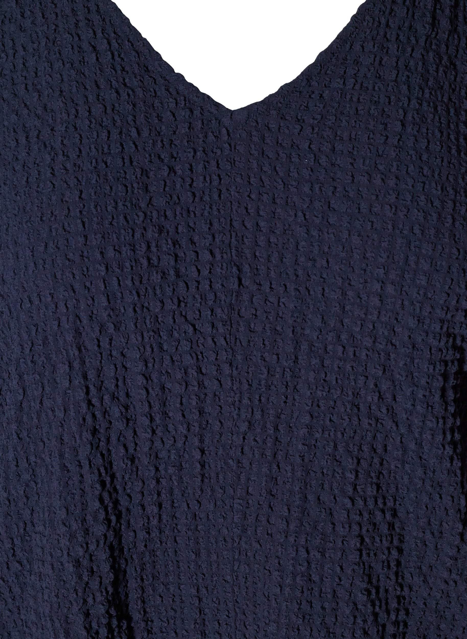 Kleid mit Struktur, A-Linie und Puffärmeln, Evening Blue, Packshot image number 2