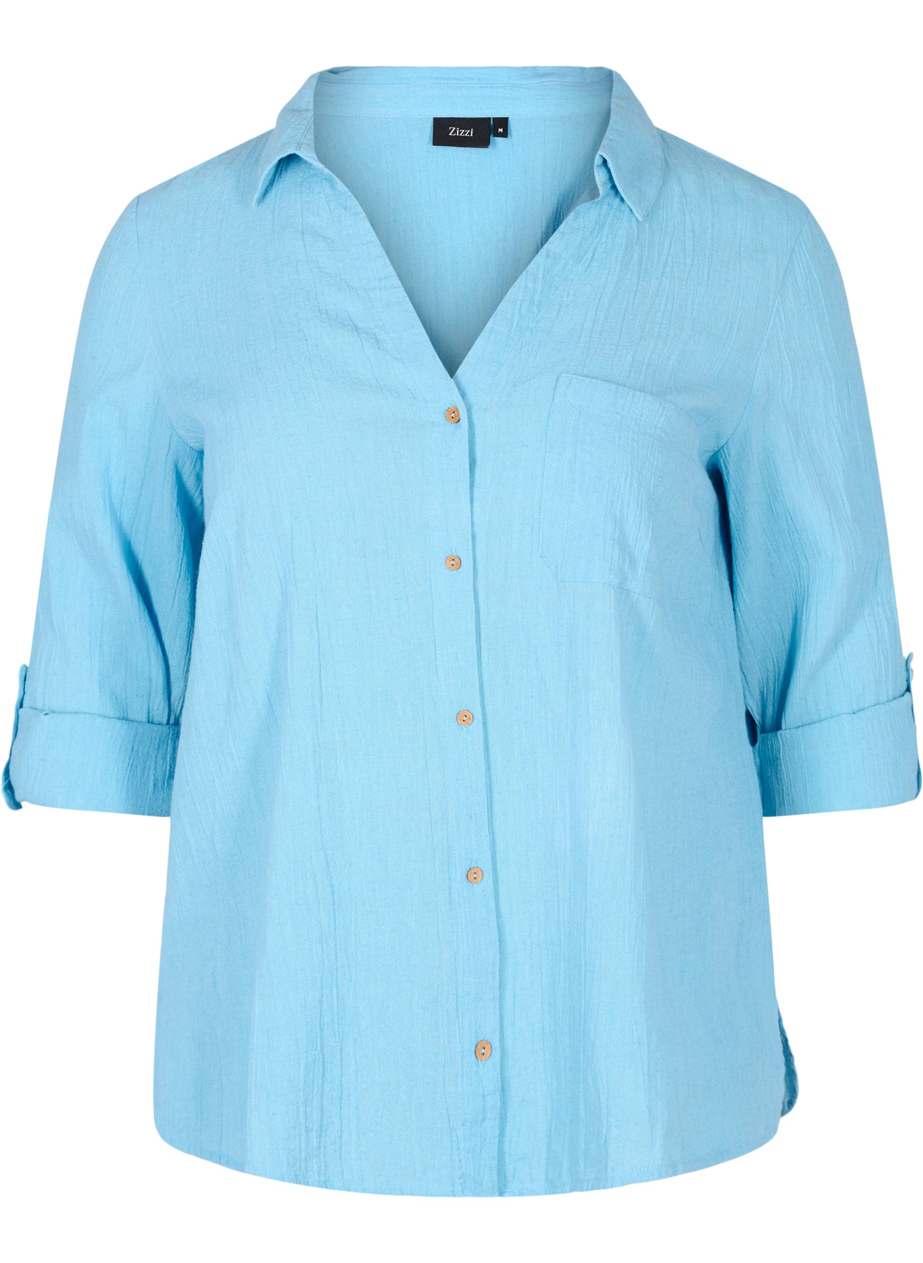 Bluse mit 3/4-Ärmeln und Knöpfen, Alaskan Blue, Packshot