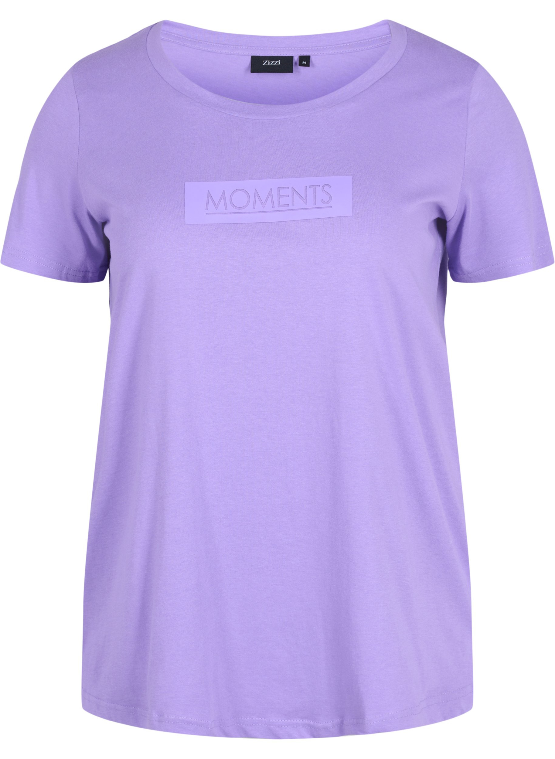 Kurzarm T-Shirt aus Baumwolle mit Aufdruck, Paisley Purple TEXT, Packshot image number 0