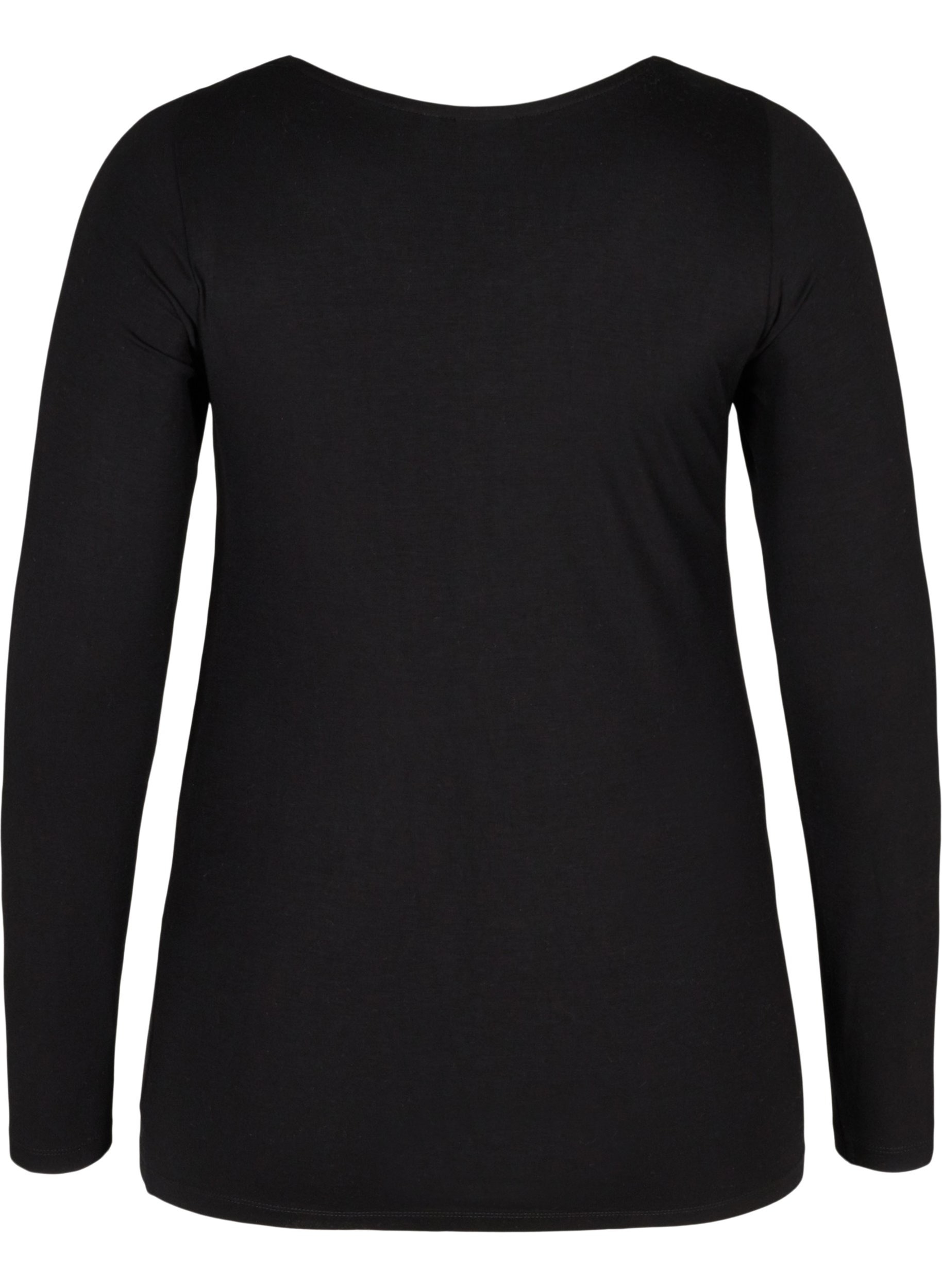 Nachtshirt aus Viskose mit V-Ausschnitt und Spitze, Black, Packshot image number 1