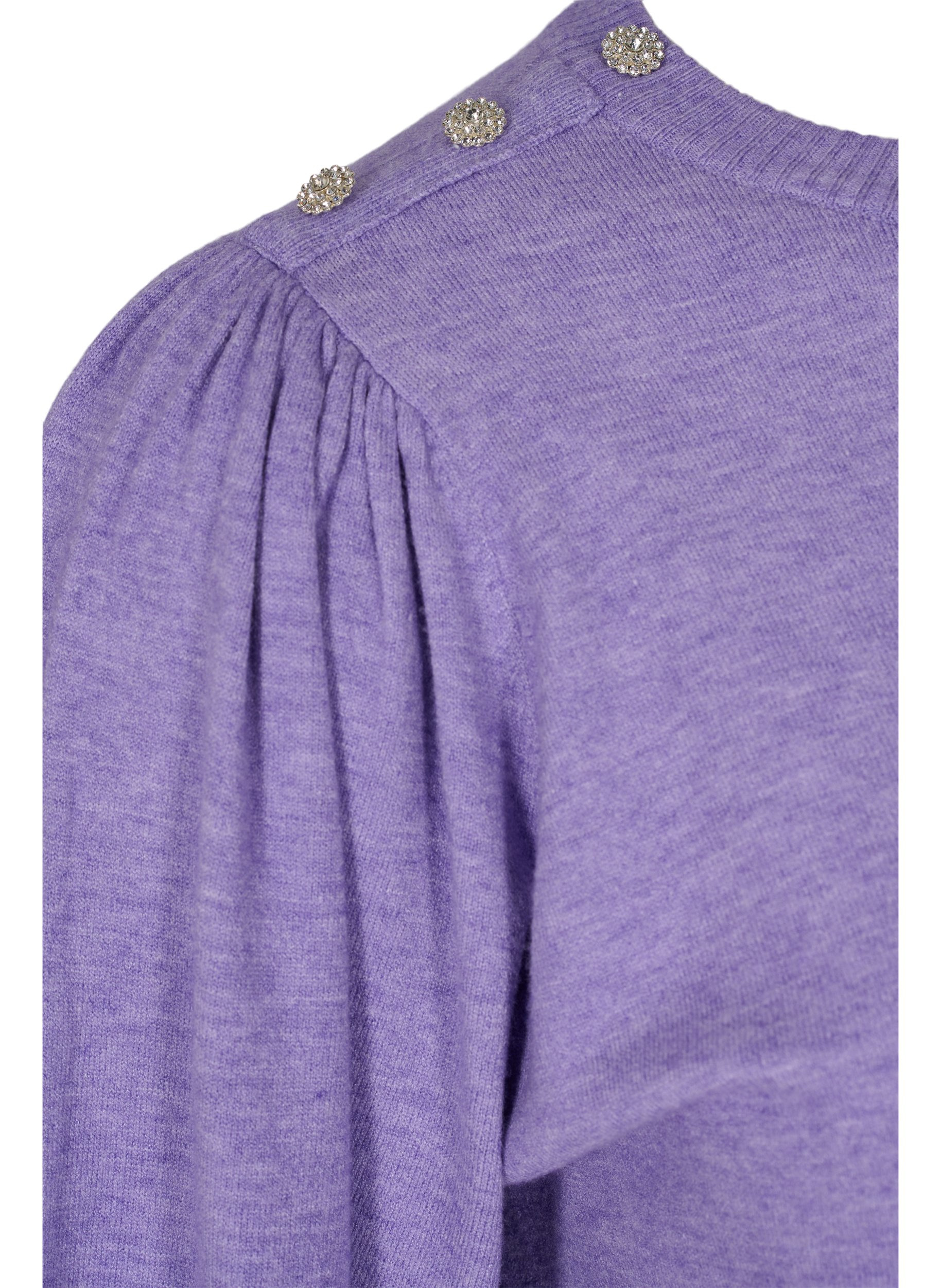 Bluse mit Ballonärmeln und dekorativen Knöpfen, Paisley Purple Mel, Packshot image number 3
