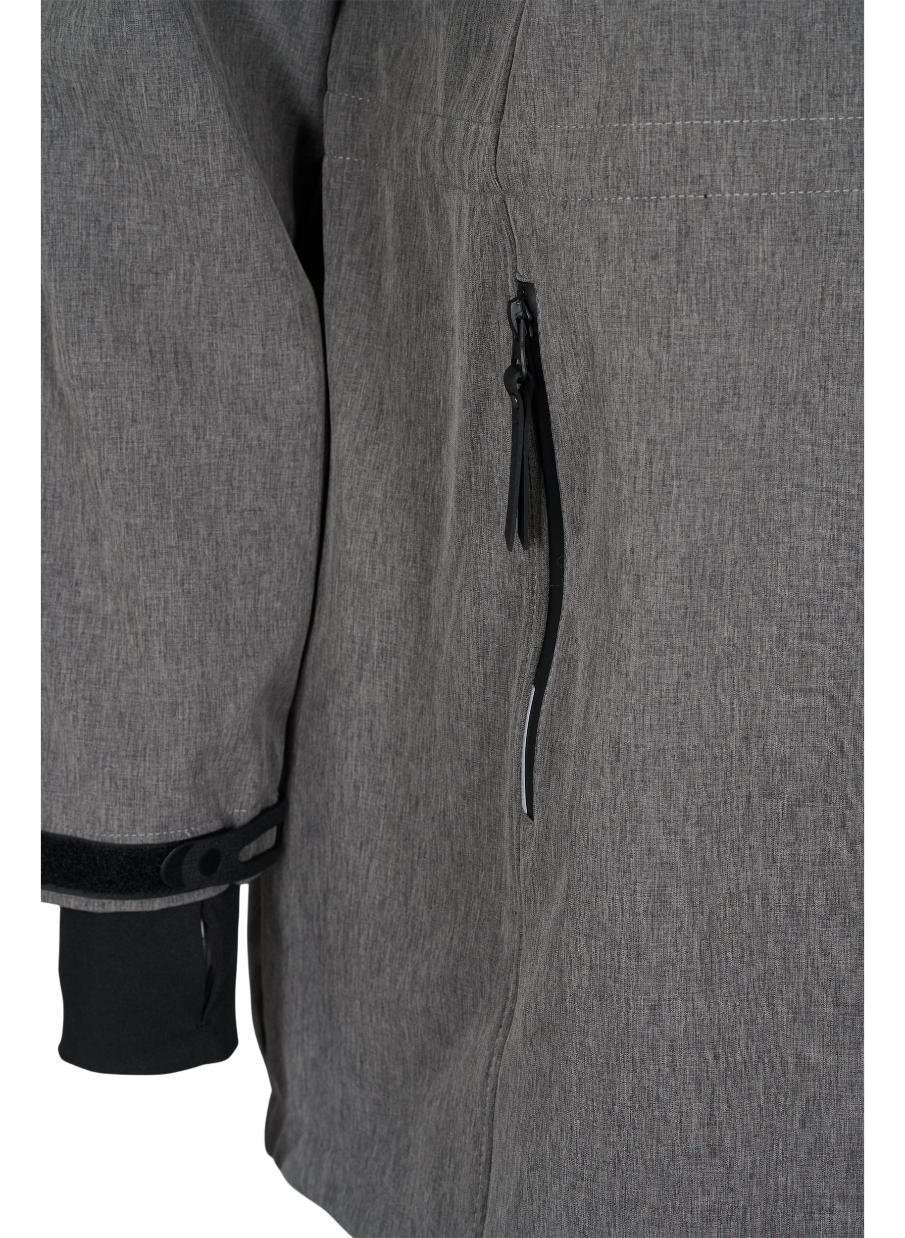 Softshelljacke mit abnehmbarer Kapuze, Medium Grey Melange, Packshot image number 3