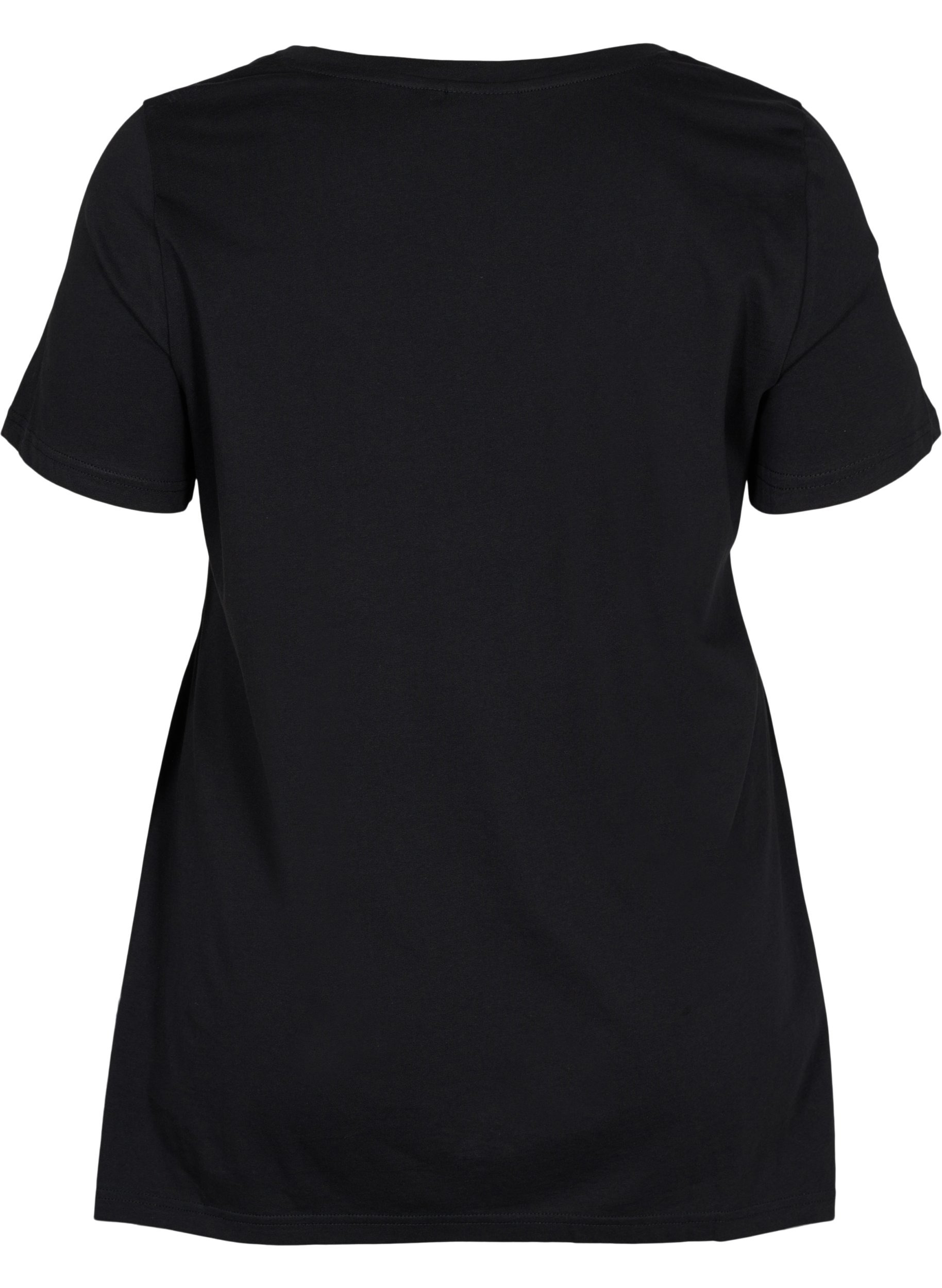 Kurzarm T-Shirt aus Baumwolle mit A-Linie, Black FIERCE, Packshot image number 1