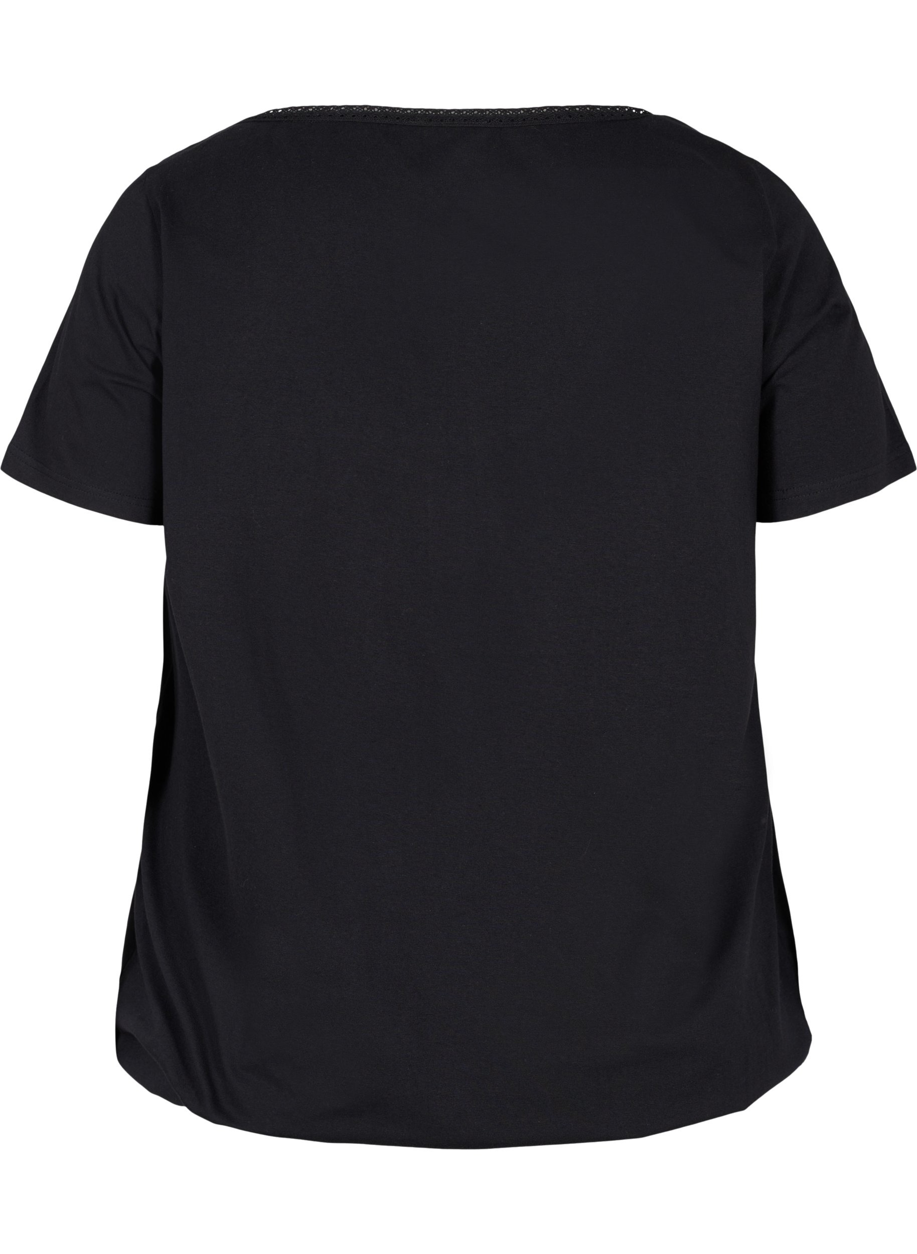 Kurzarm Baumwoll-T-Shirt, Black, Packshot image number 1