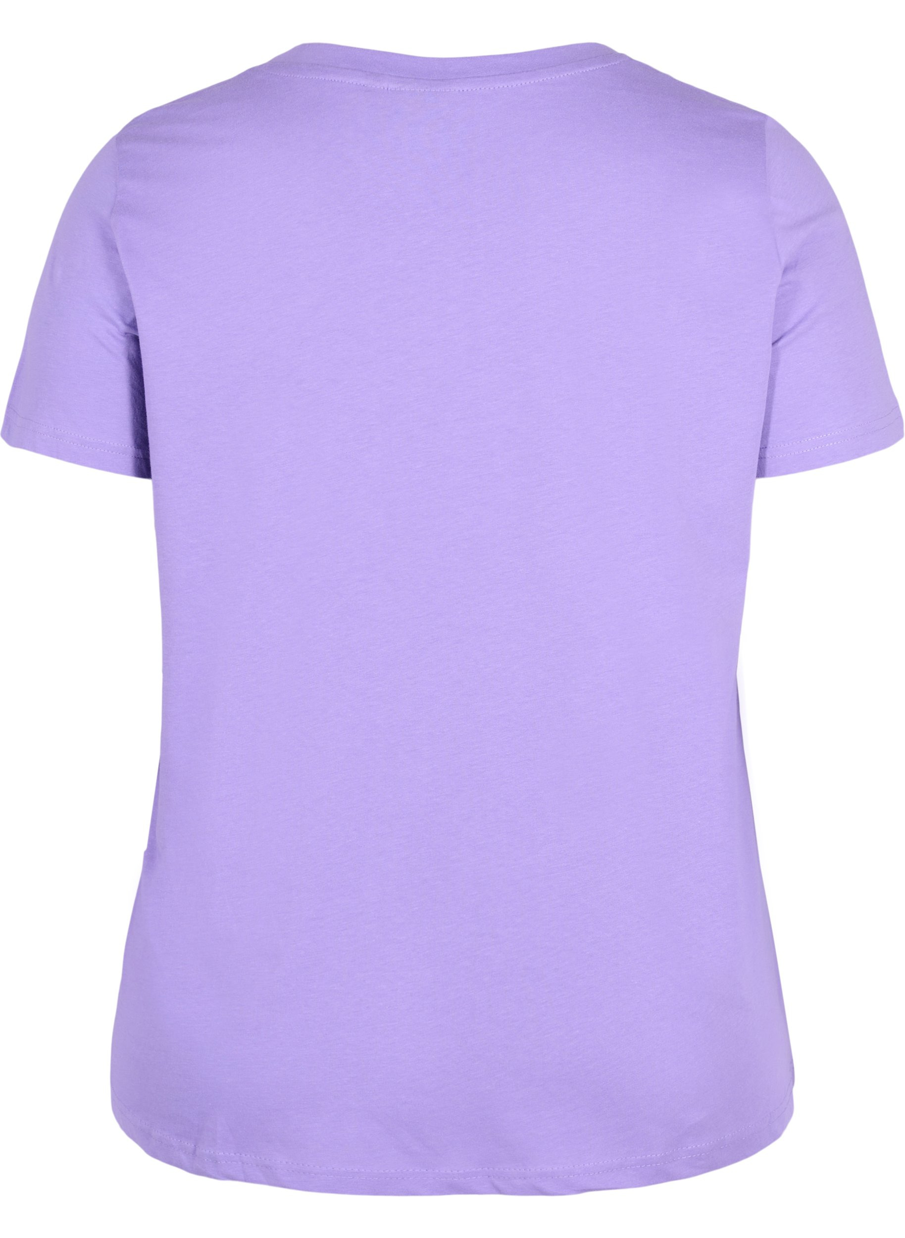 Kurzarm T-Shirt aus Baumwolle mit Aufdruck, Paisley Purple TEXT, Packshot image number 1
