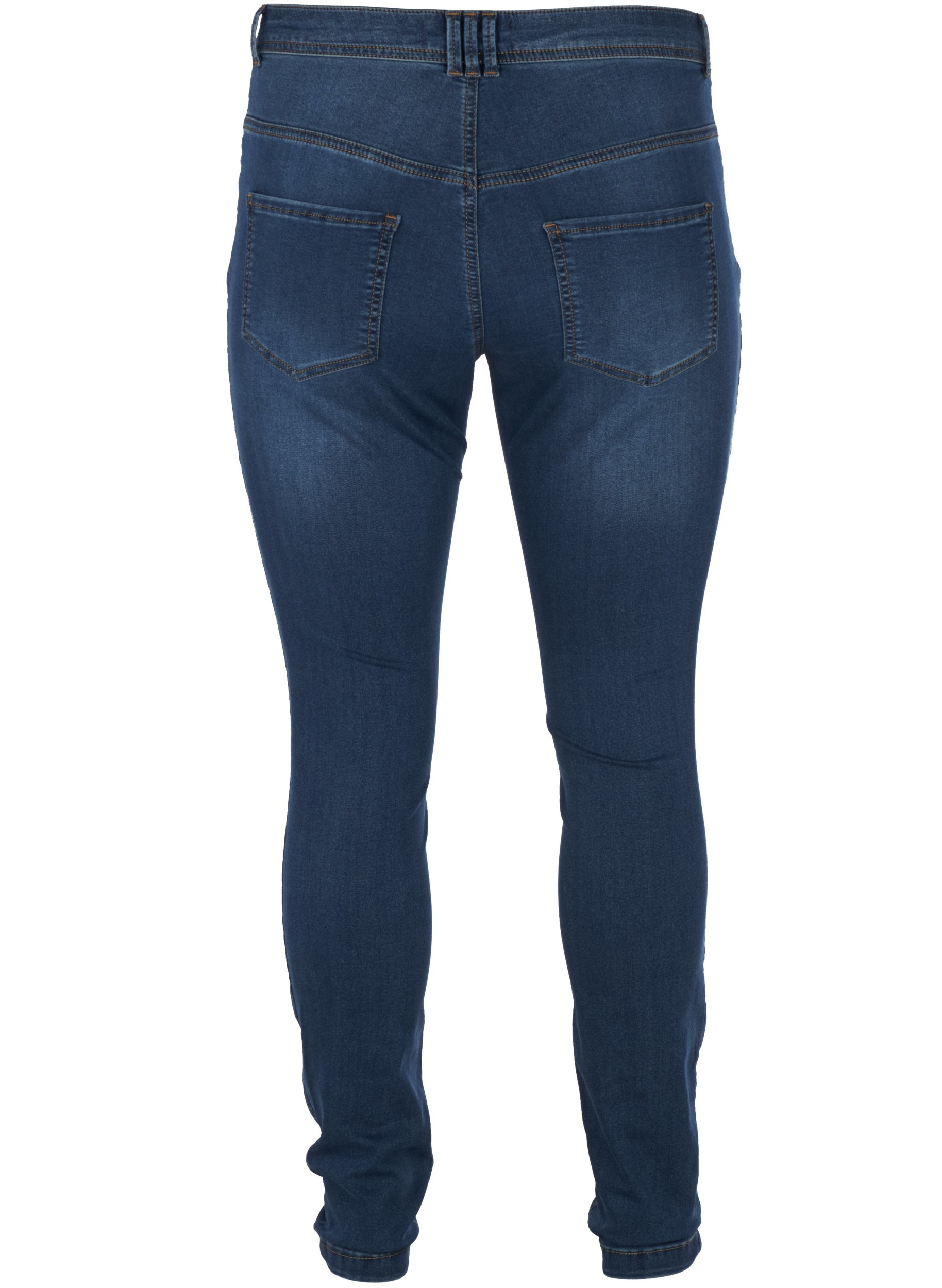 Extra Slim Nille Jeans mit hoher Taille, Blue d. washed, Packshot image number 1