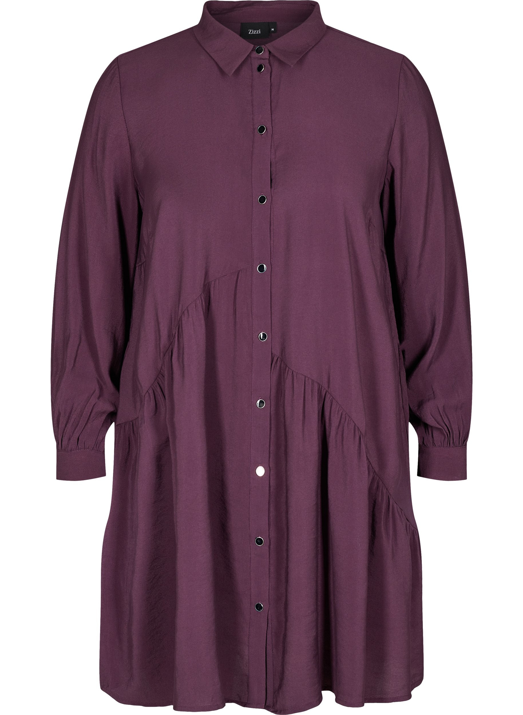 Einfarbiges Hemdkleid mit A-Linie, Plum Perfect, Packshot image number 0