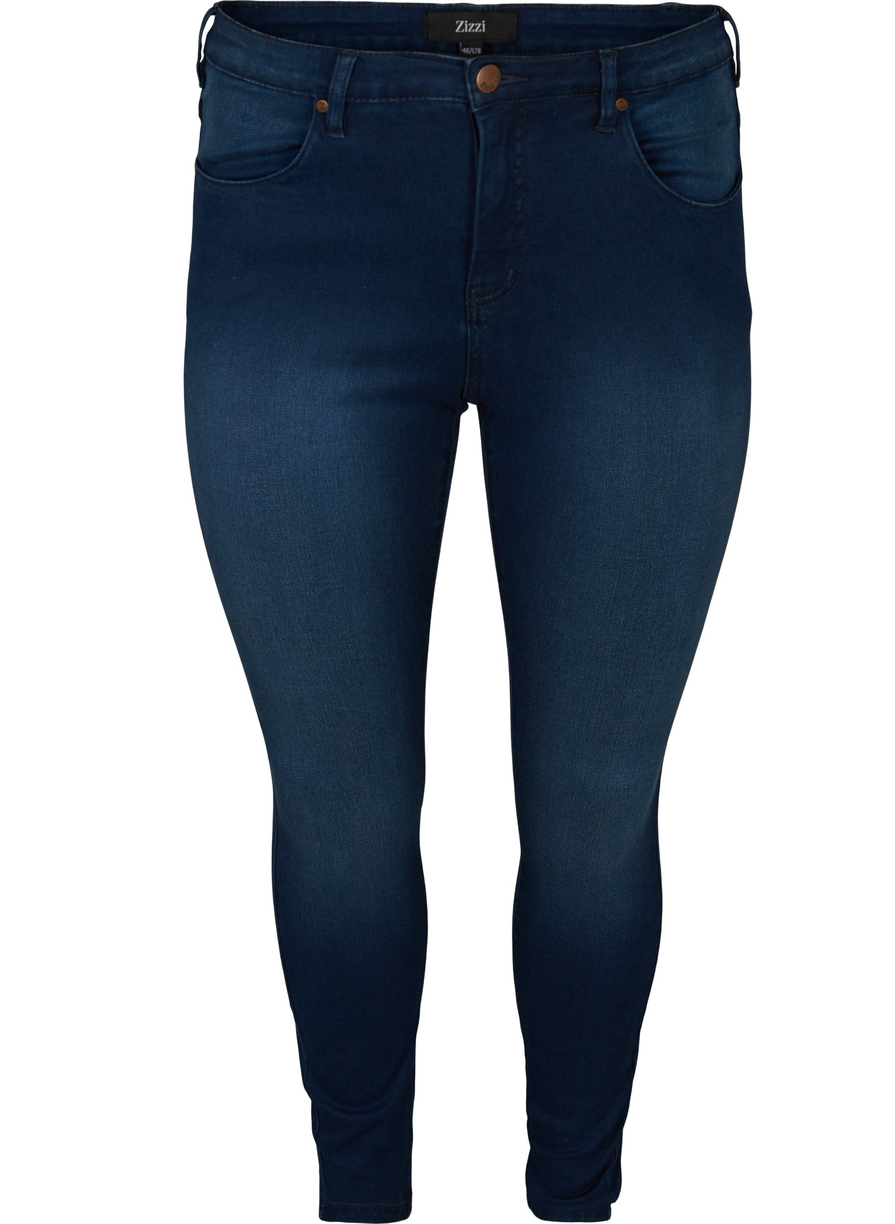 Super Slim Amy Jeans mit hoher Taille, Blue denim