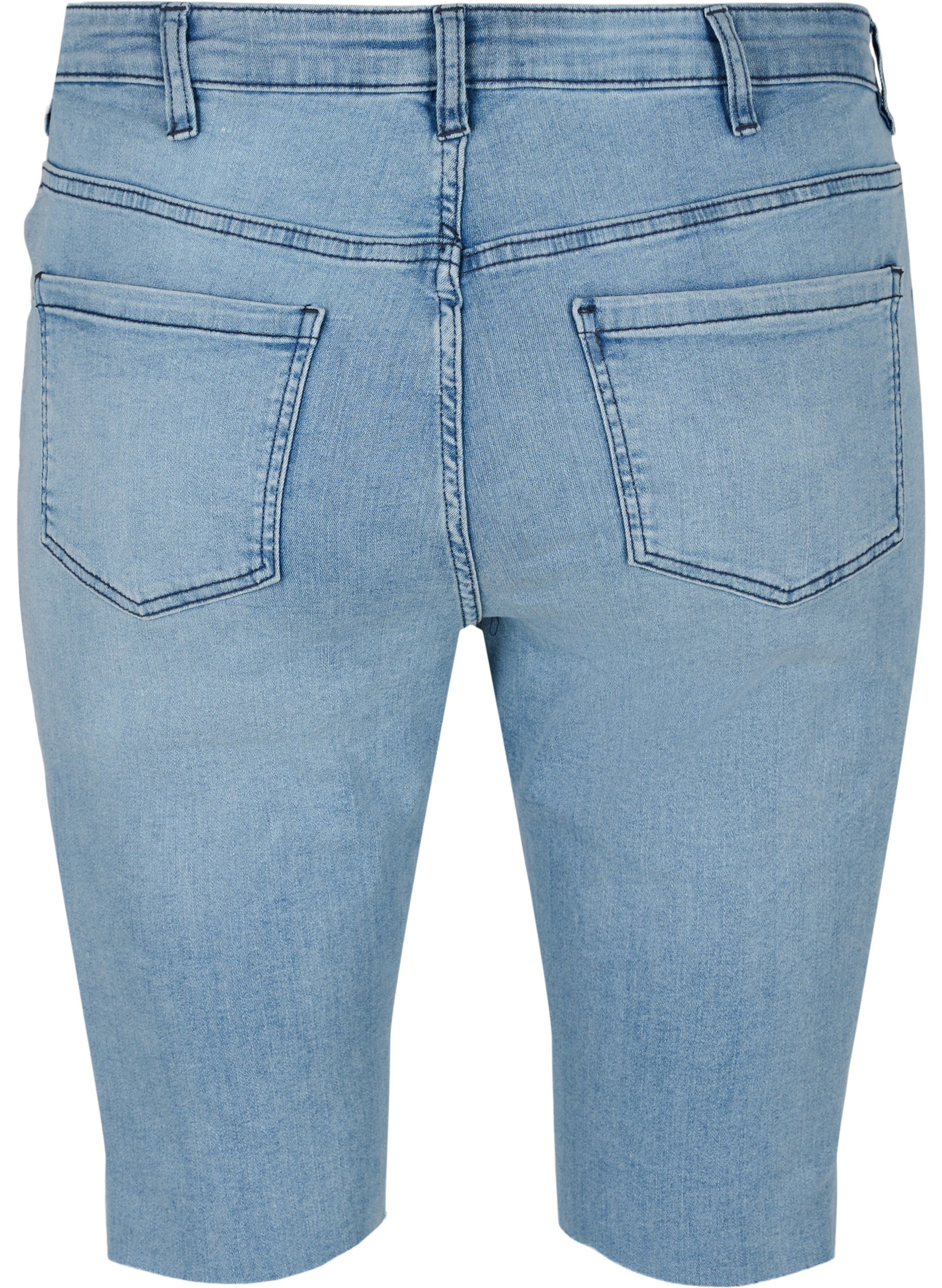 Lange Denim Shorts aus Baumwolle, Blue denim, Packshot image number 1