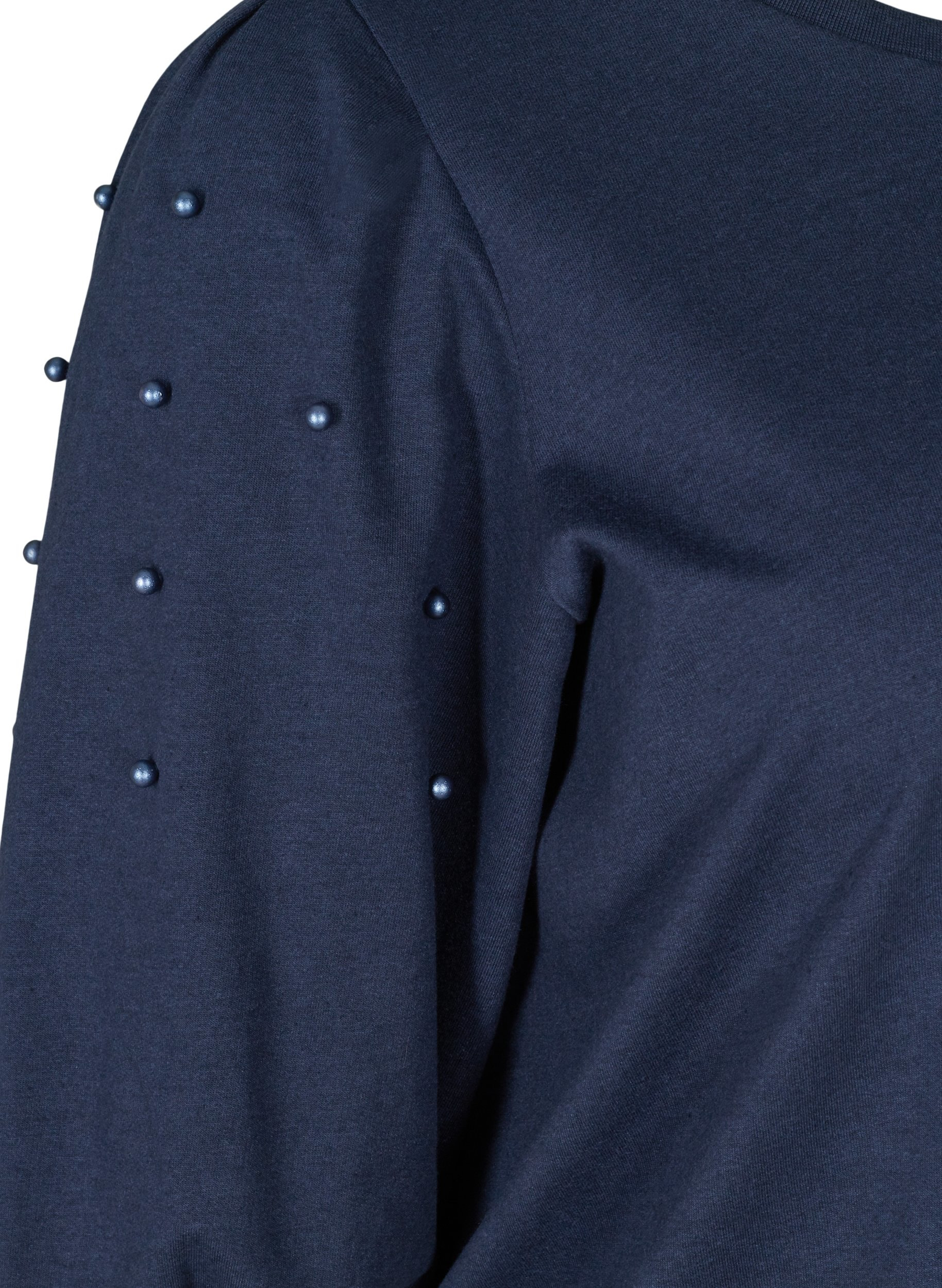 Sweatshirt mit Ballonärmeln und Perlen, Black Iris, Packshot image number 3