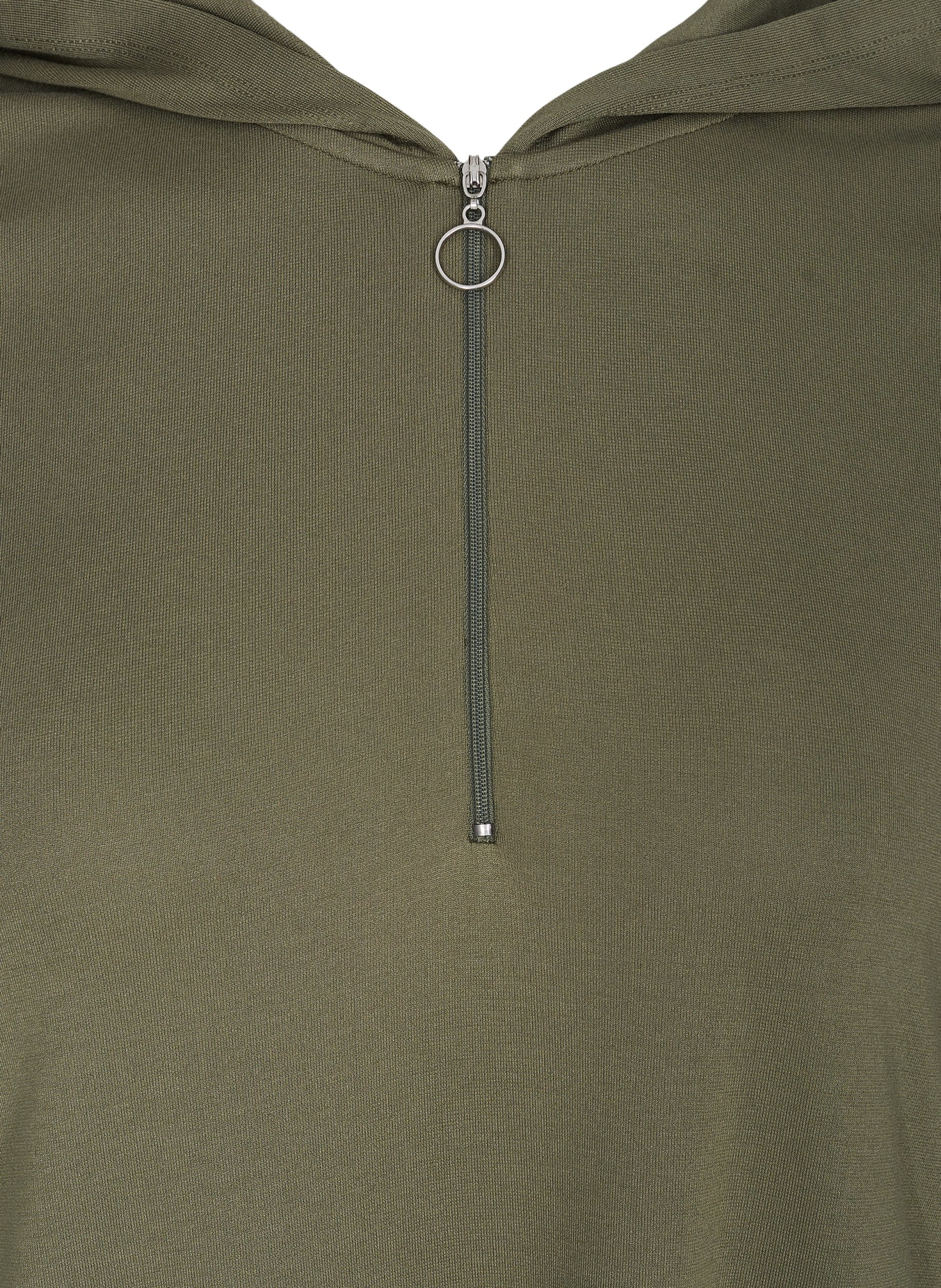 Sweatkleid mit Kapuze und Reißverschluss, Dusty Olive, Packshot image number 2
