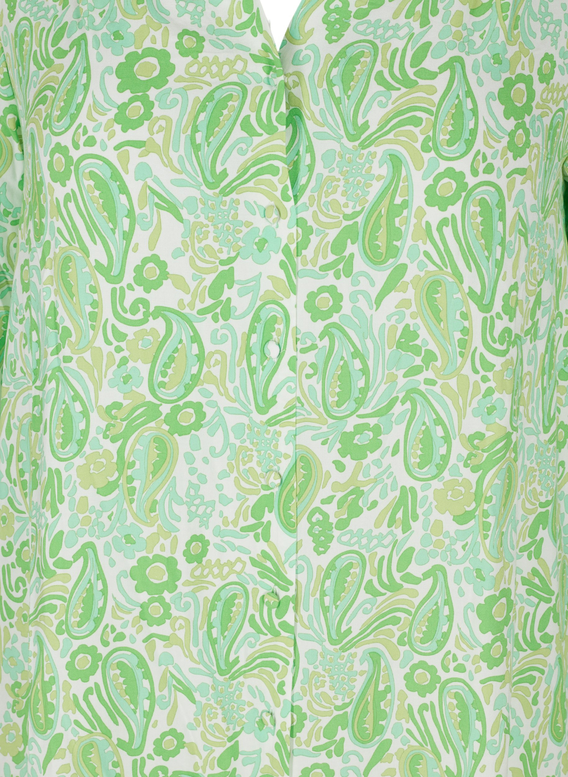 Midikleid mit Print aus Viskose mit langen Ärmeln, Green Paisley AOP, Packshot image number 2