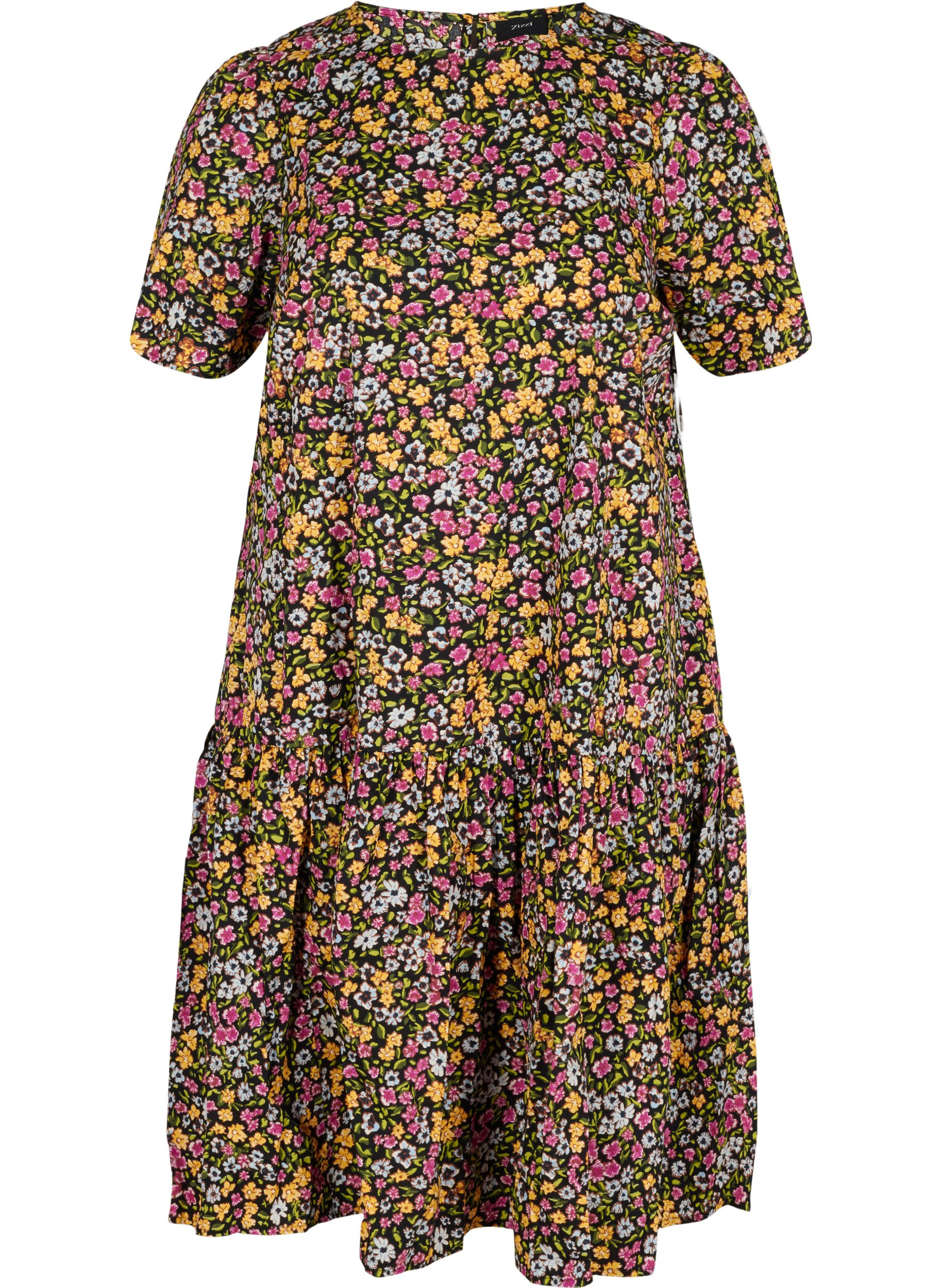 Kleid mit Blumenprint aus Bio-Baumwolle, Black Flower AOP, Packshot