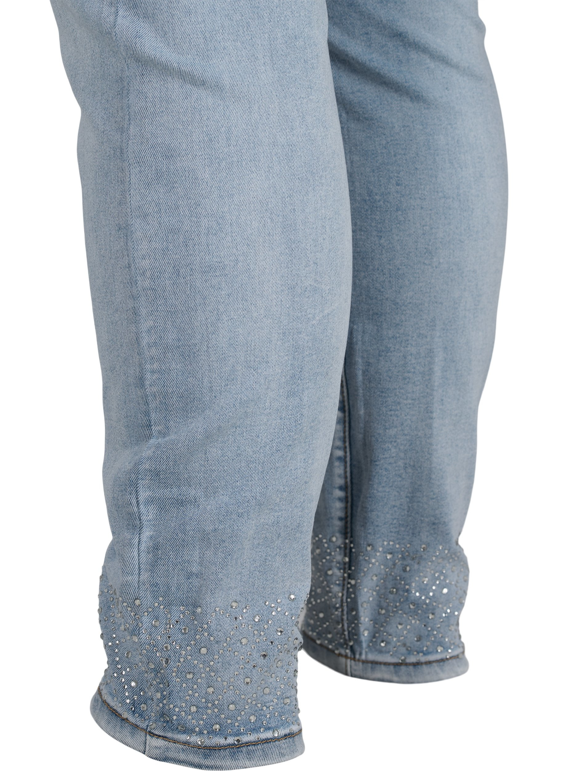 Amy Jeans mit hoher Taille und dekorativen Steinen, Light blue, Packshot image number 3