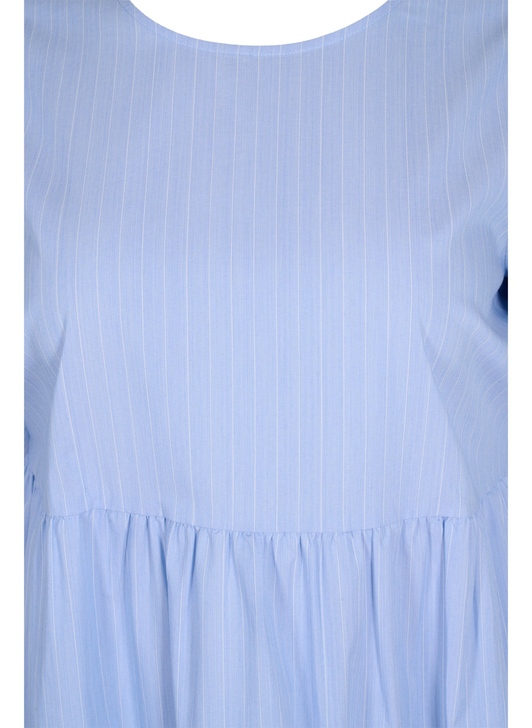 Gestreiftes Kleid mit kurzen Puffärmeln, Blue As Sample, Packshot image number 2