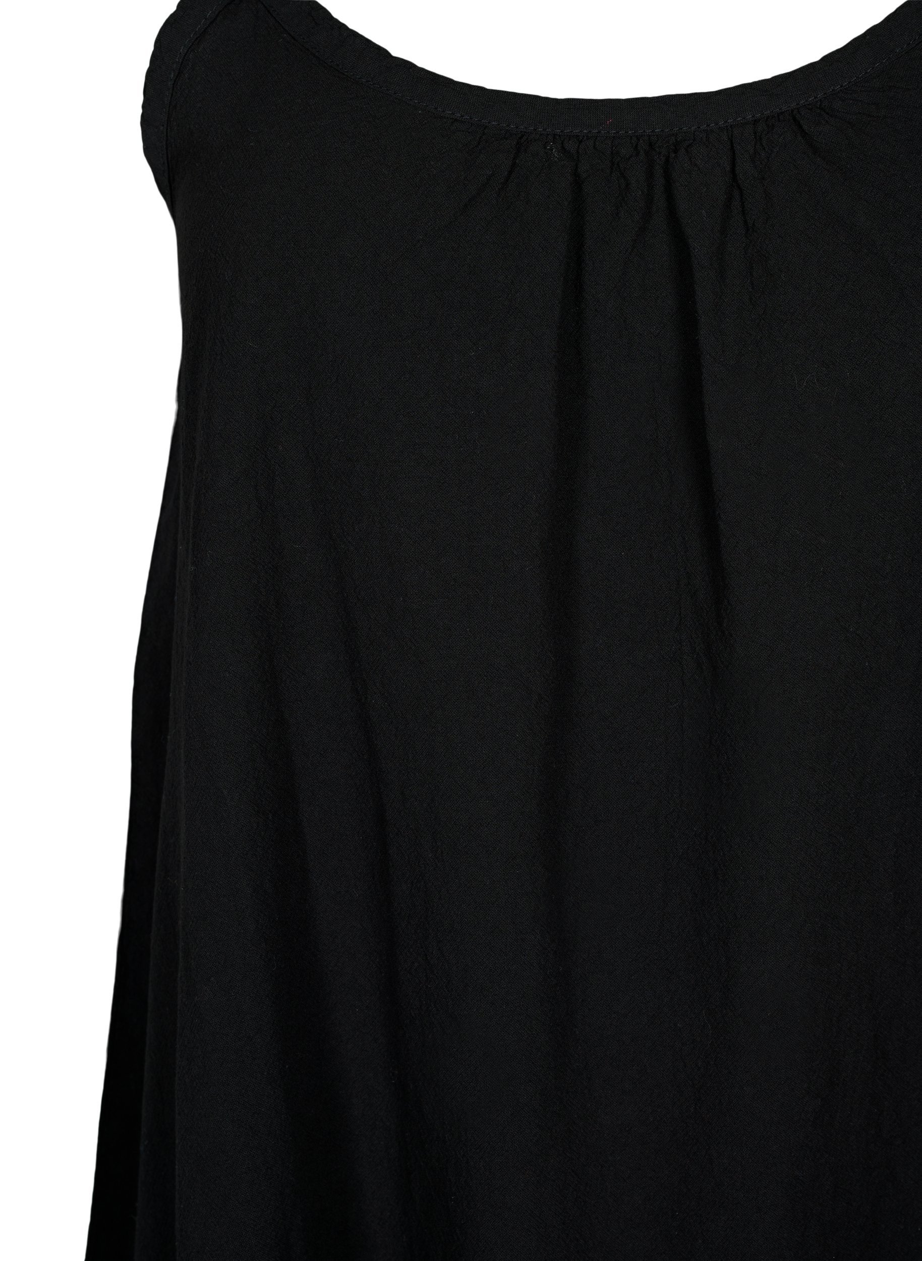 Baumwollkleid mit dünnen Trägern und A-Linie, Black, Packshot image number 2