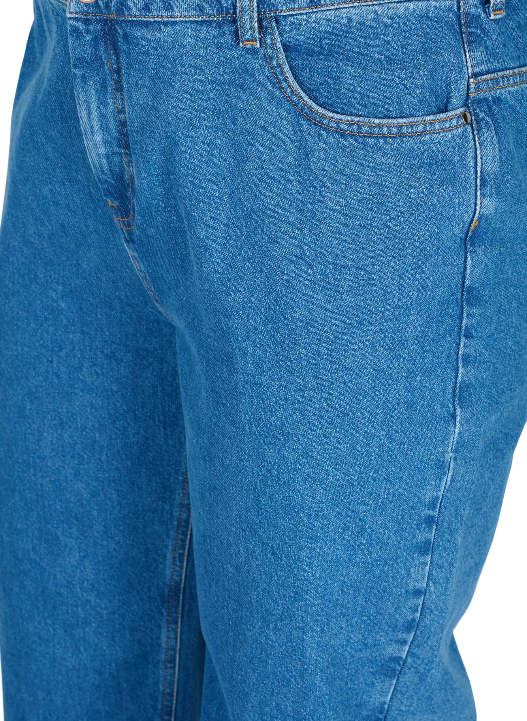 Straight Jeans mit hoher Taille, Blue denim, Packshot image number 2