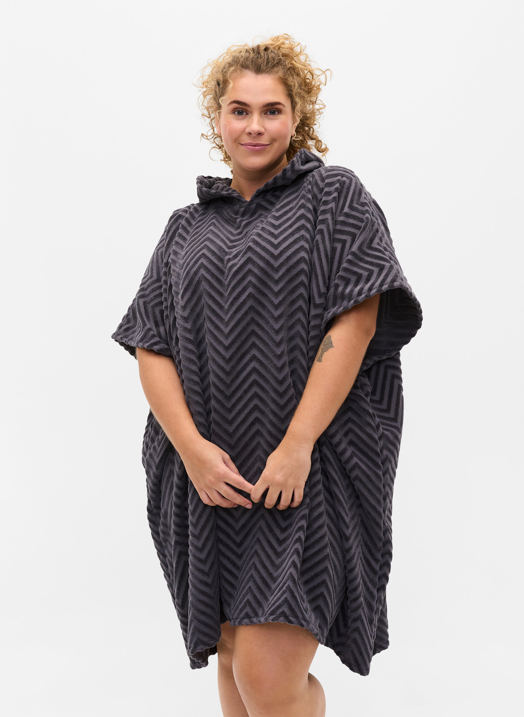 Badeponcho aus Baumwolle, Grey, Model