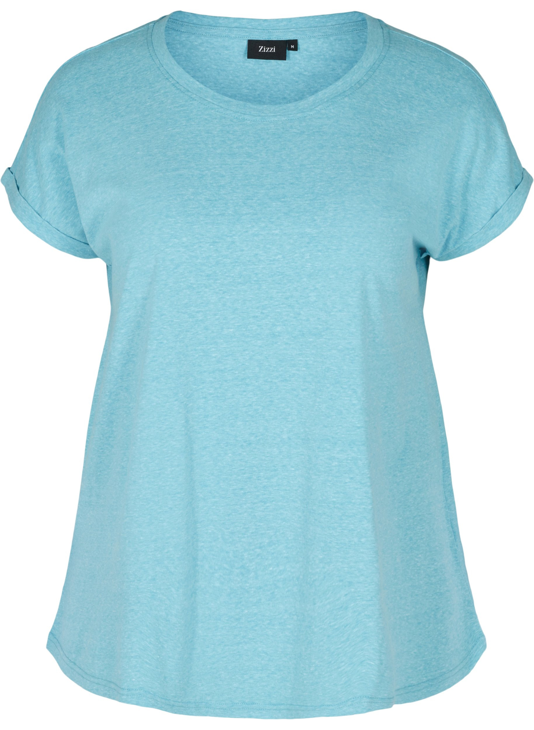 Meliertes T-Shirt aus Baumwolle, River Blue Melange, Packshot image number 0