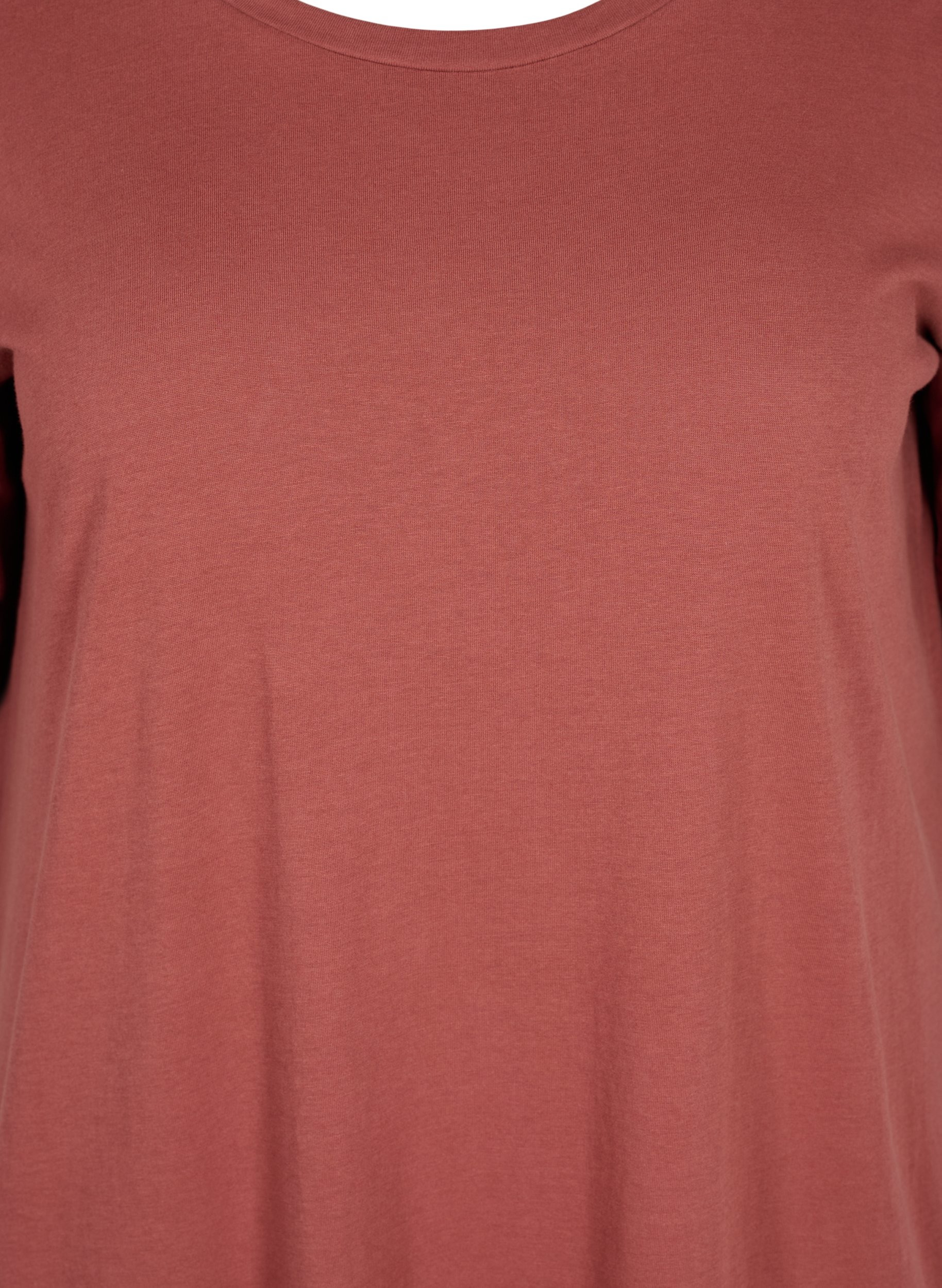 T-Shirt-Kleid aus Baumwolle mit Schlitz, Mahogany, Packshot image number 2