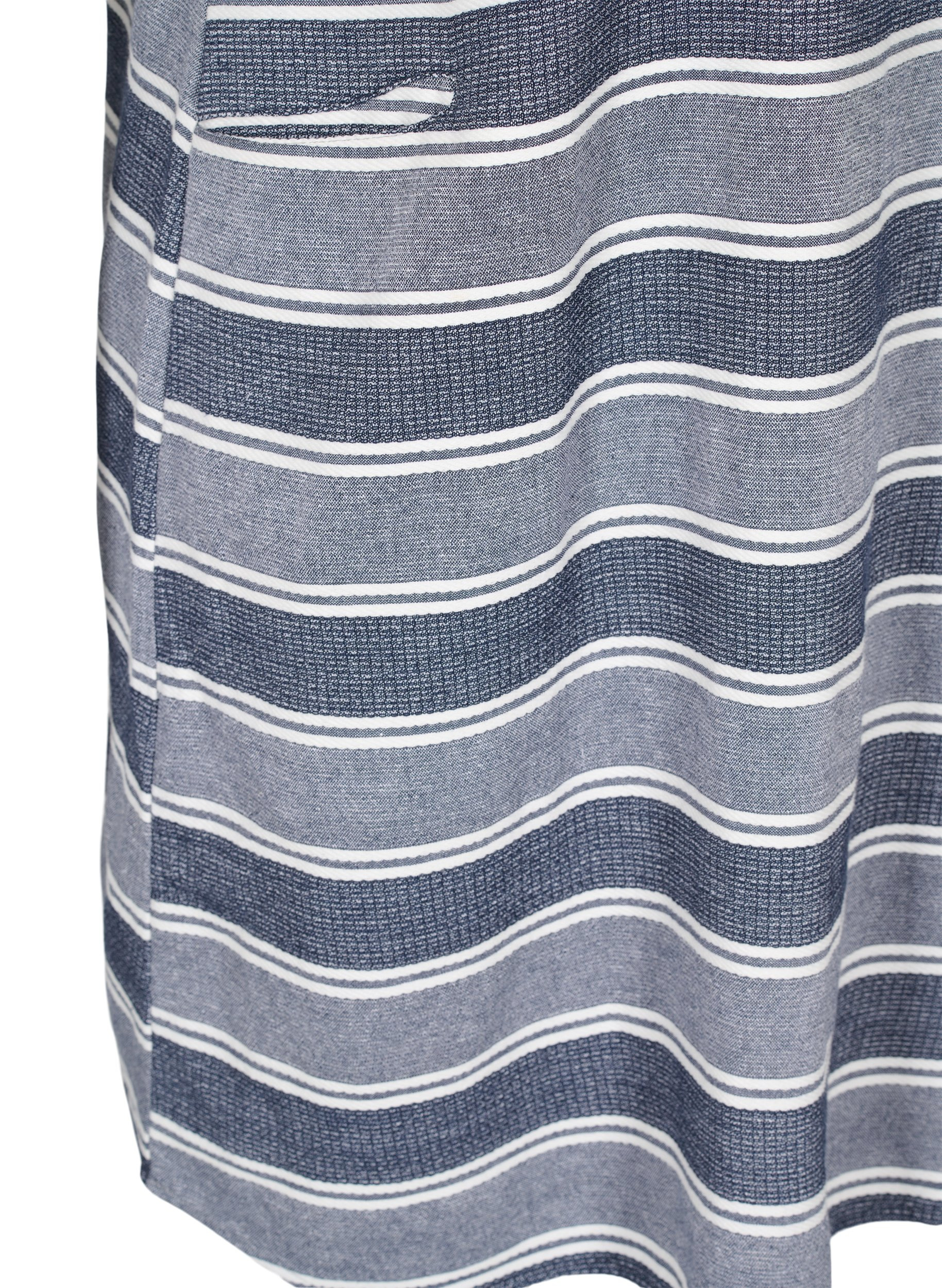Gestreiftes Kleid mit kurzen Ärmel, Blue Stripe, Packshot image number 3