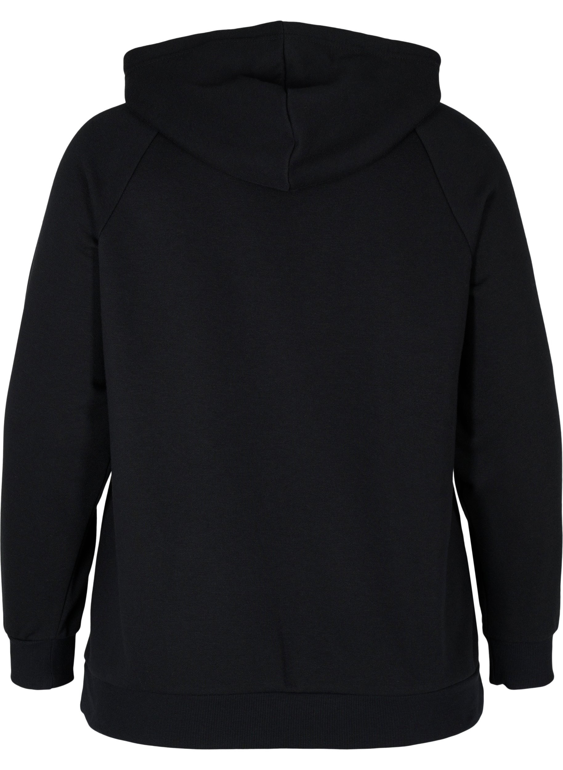 Sweatshirt mit Printdetails und Kapuze, Black, Packshot image number 1