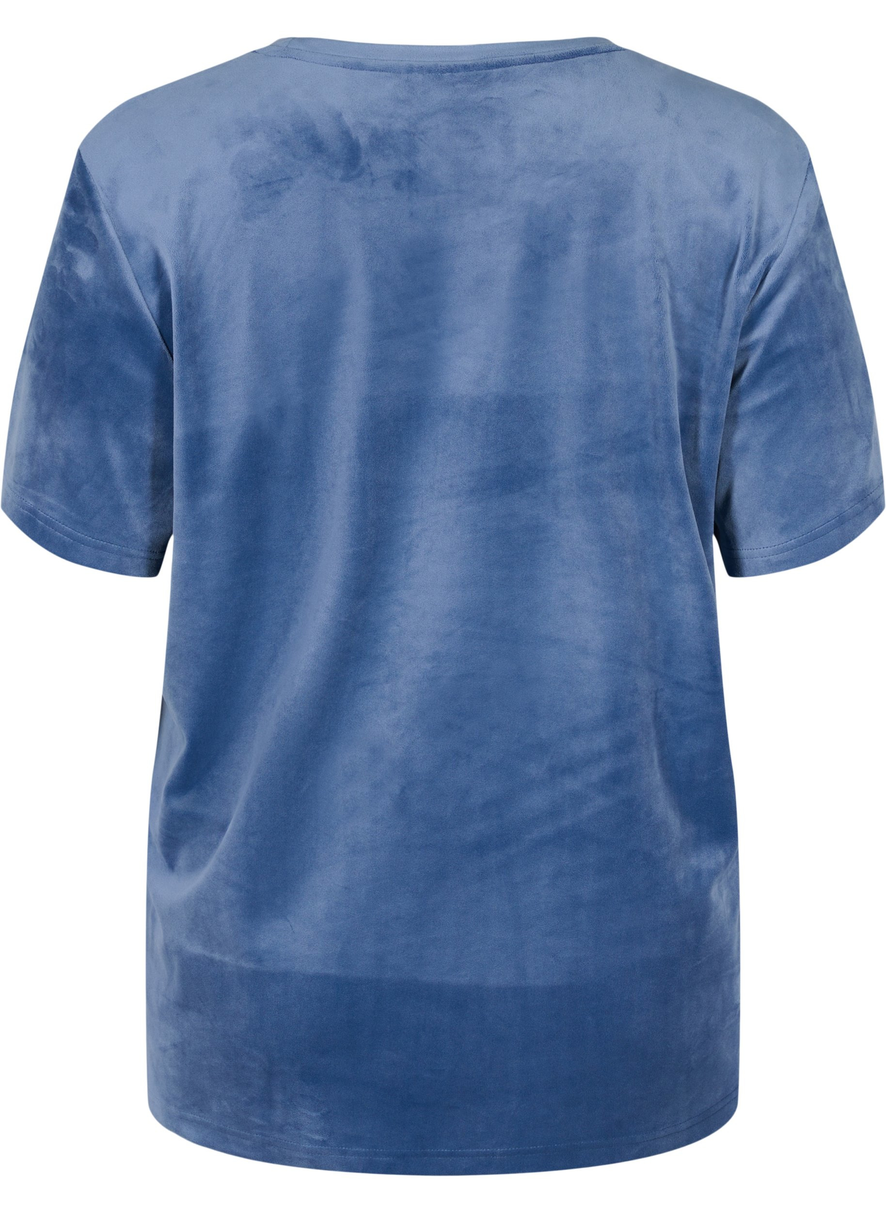Kurzarm Velours T-Shirt, Vintage Indigo, Packshot image number 1