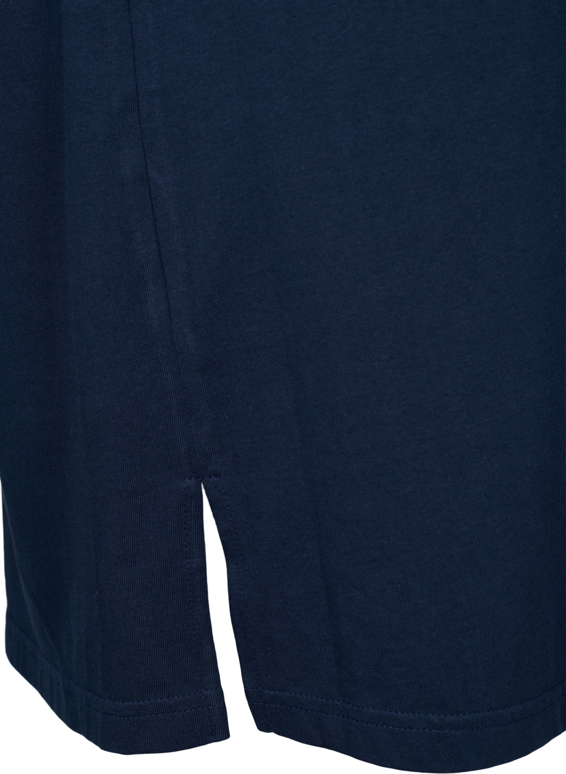 T-Shirt-Kleid aus Baumwolle mit Printdetails, Navy Blazer, Packshot image number 3