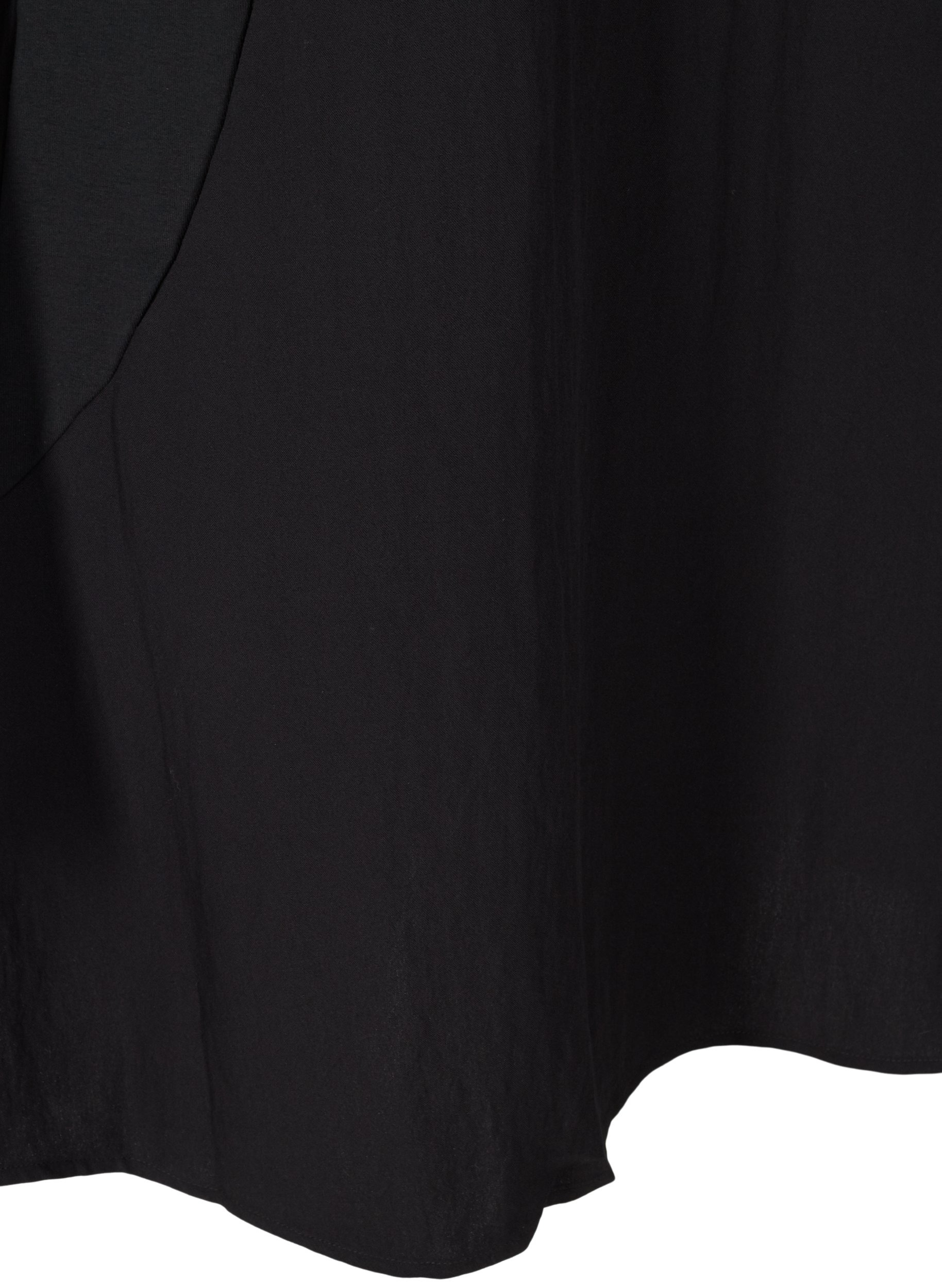 Kurzarm Viskosekleid mit Taschen, Black, Packshot image number 3