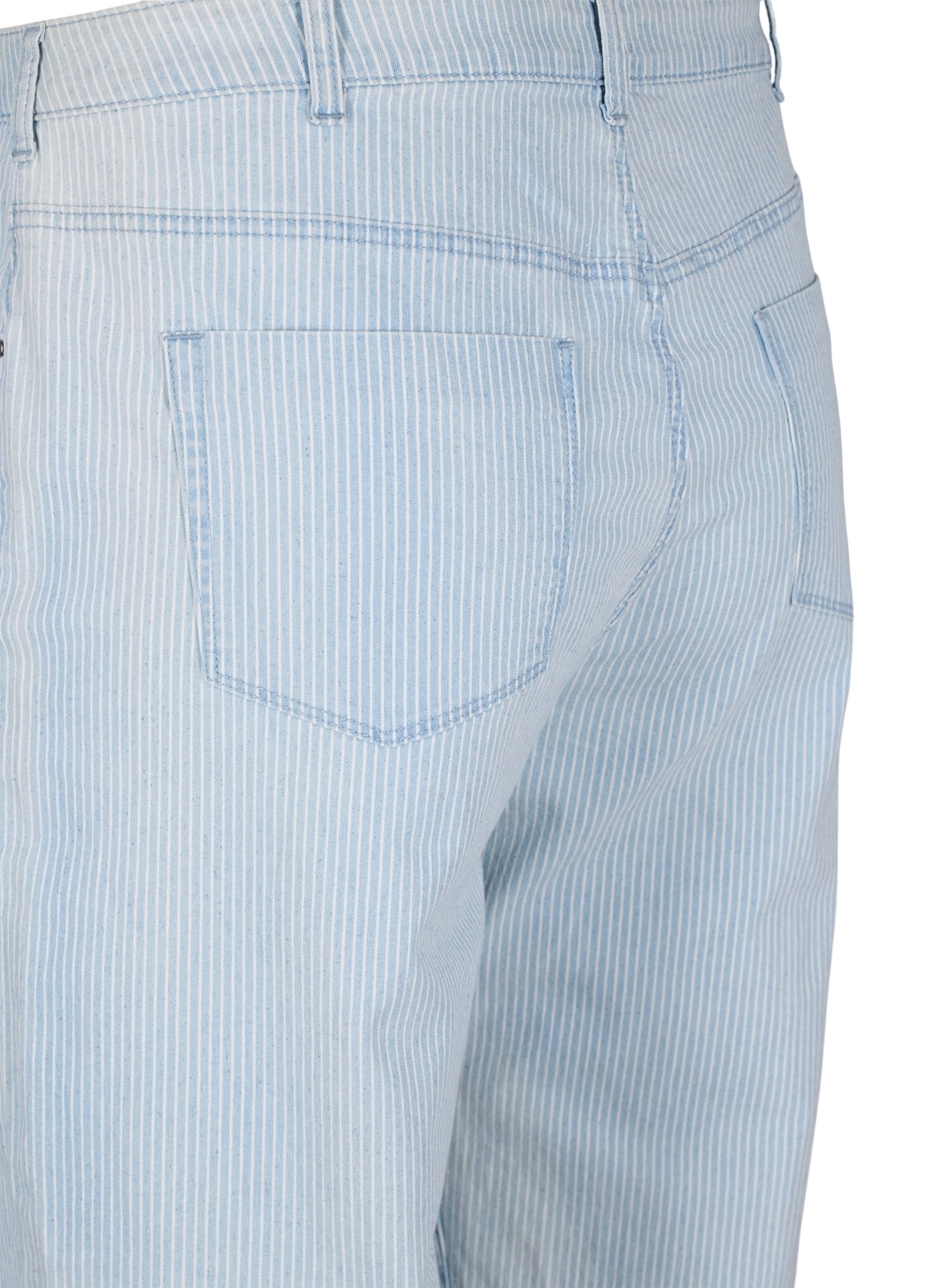 Straight Jeans mit Knöchellänge und Streifen, Light Blue Stripe, Packshot image number 3