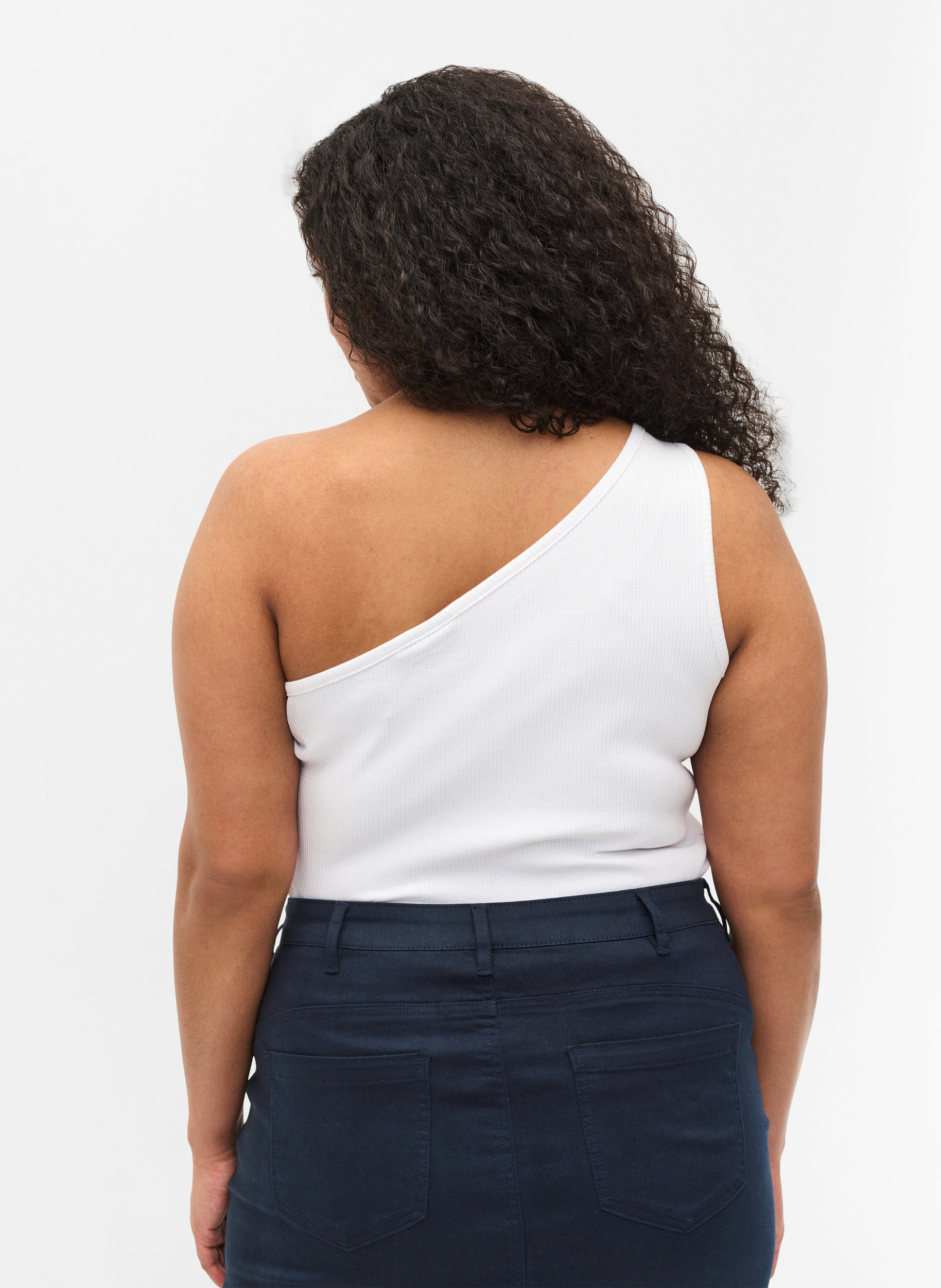 One-Shoulder Top aus Baumwolle, Bright White, Model