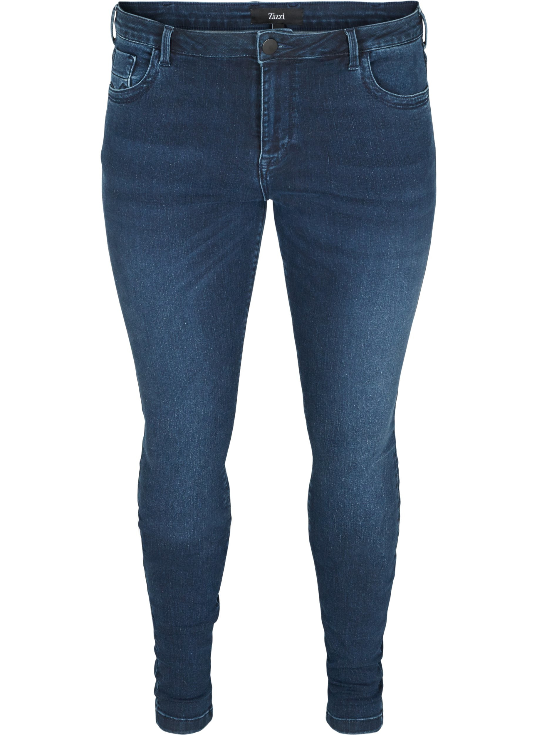 Super Slim Amy Jeans mit hoher Taille, Dark blue, Packshot image number 0