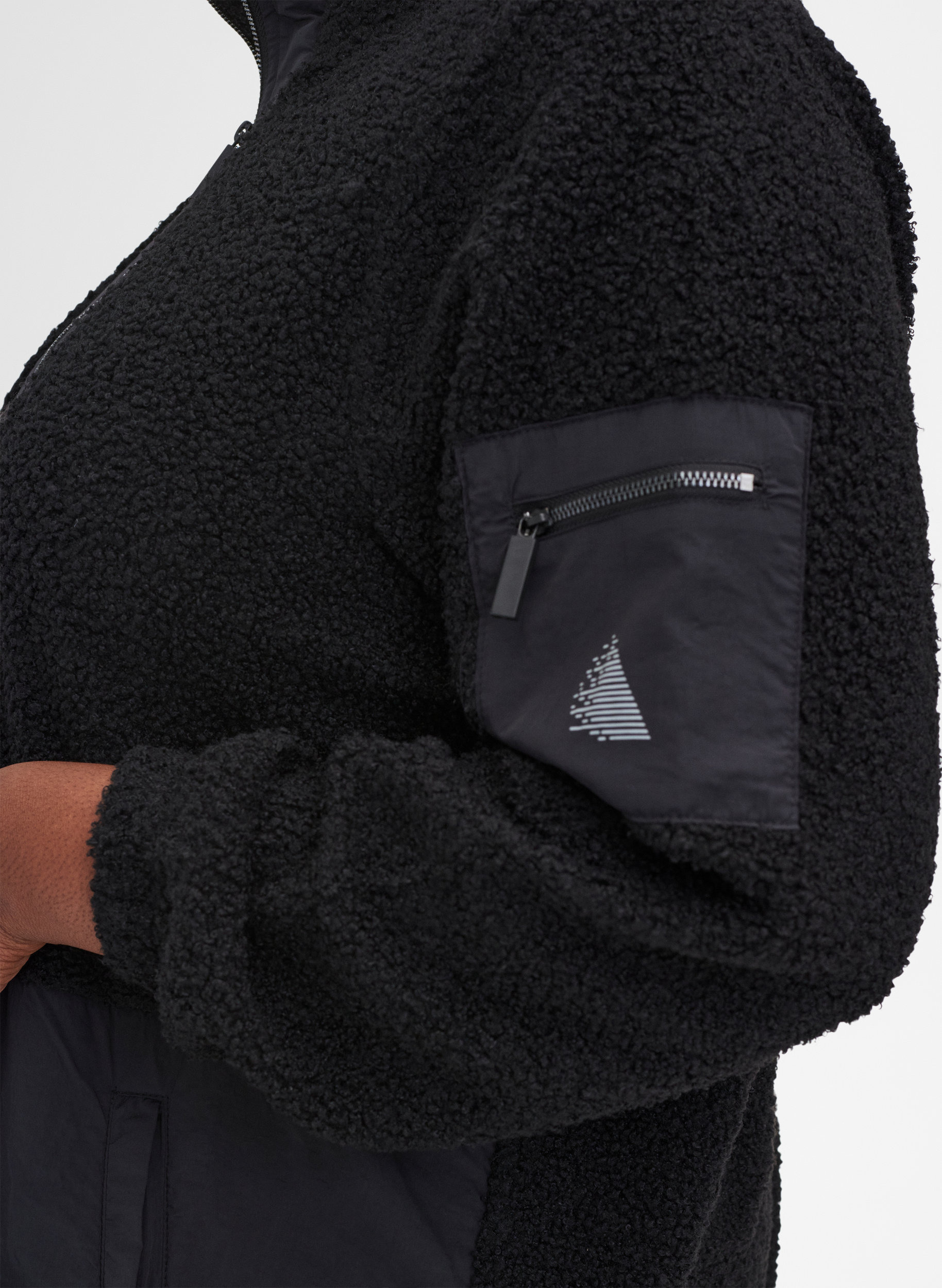 Teddy-Sportjacke mit Taschen und Reißverschluss, Black, Model image number 2