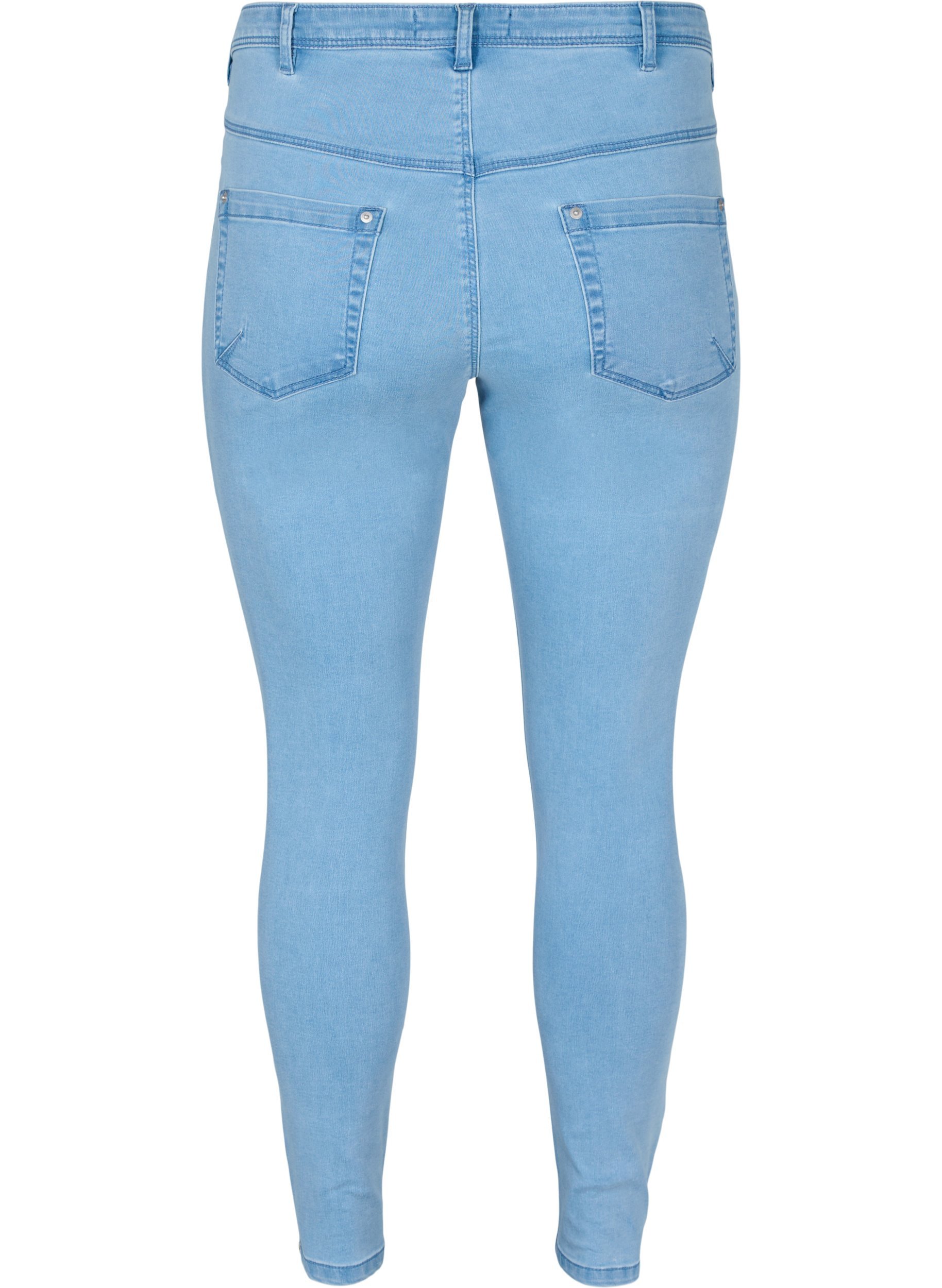 Cropped Amy Jeans mit Reißverschluss, Light blue denim, Packshot image number 1