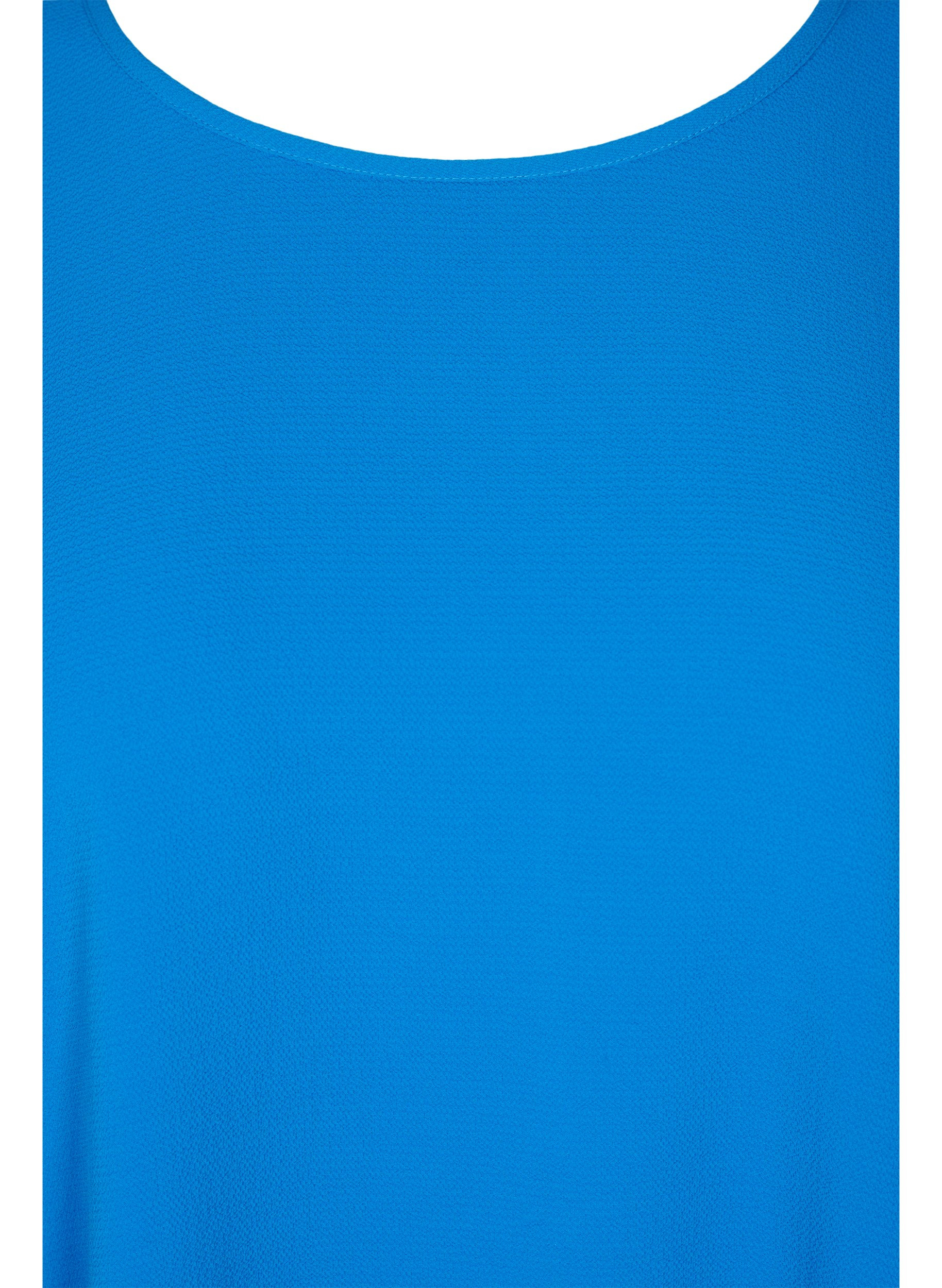 Bluse mit kurzen Ärmeln und Rundhalsausschnitt, Princess Blue, Packshot image number 2