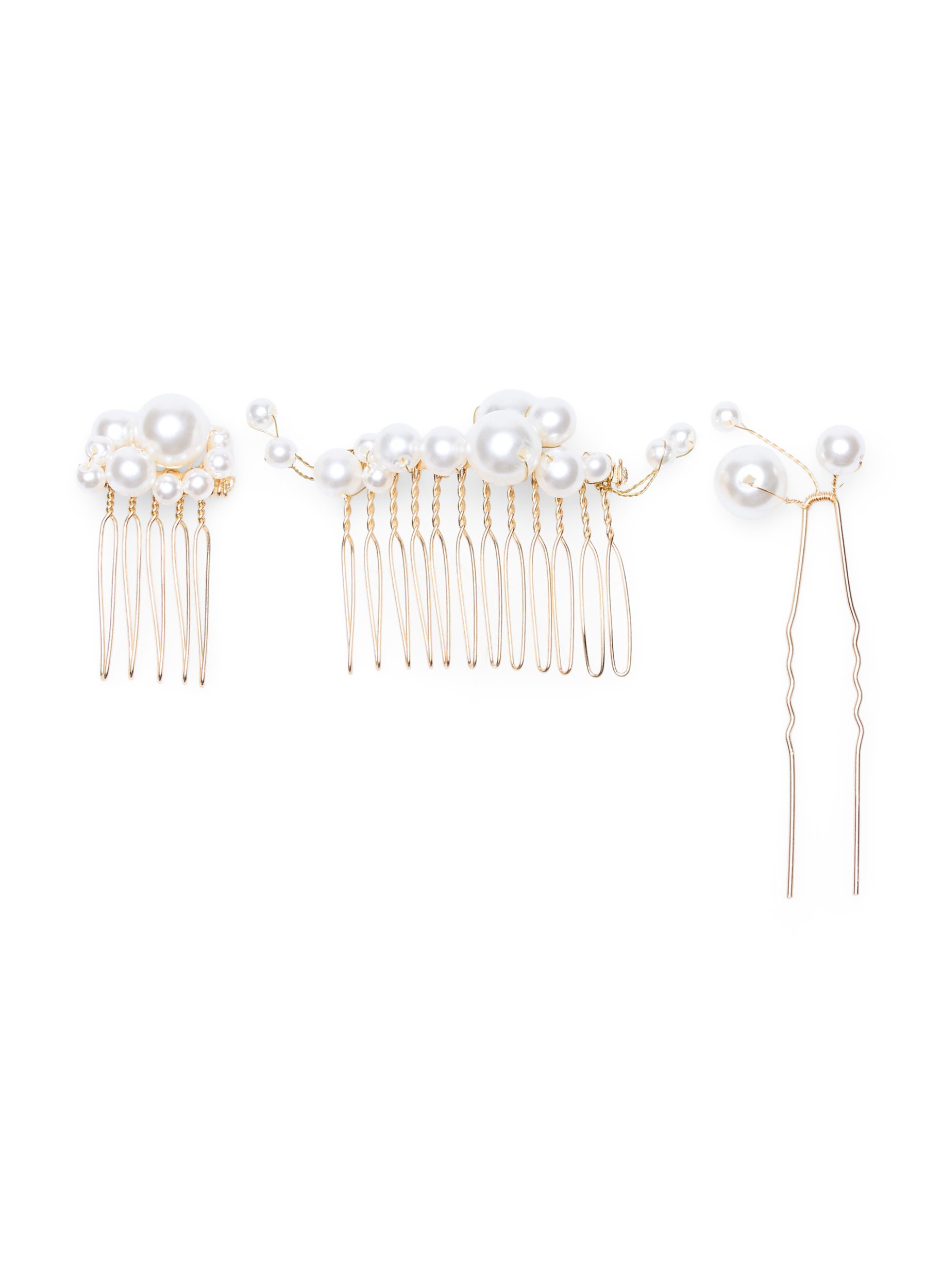3er-Pack Haarspangen mit Perlen, Pearl