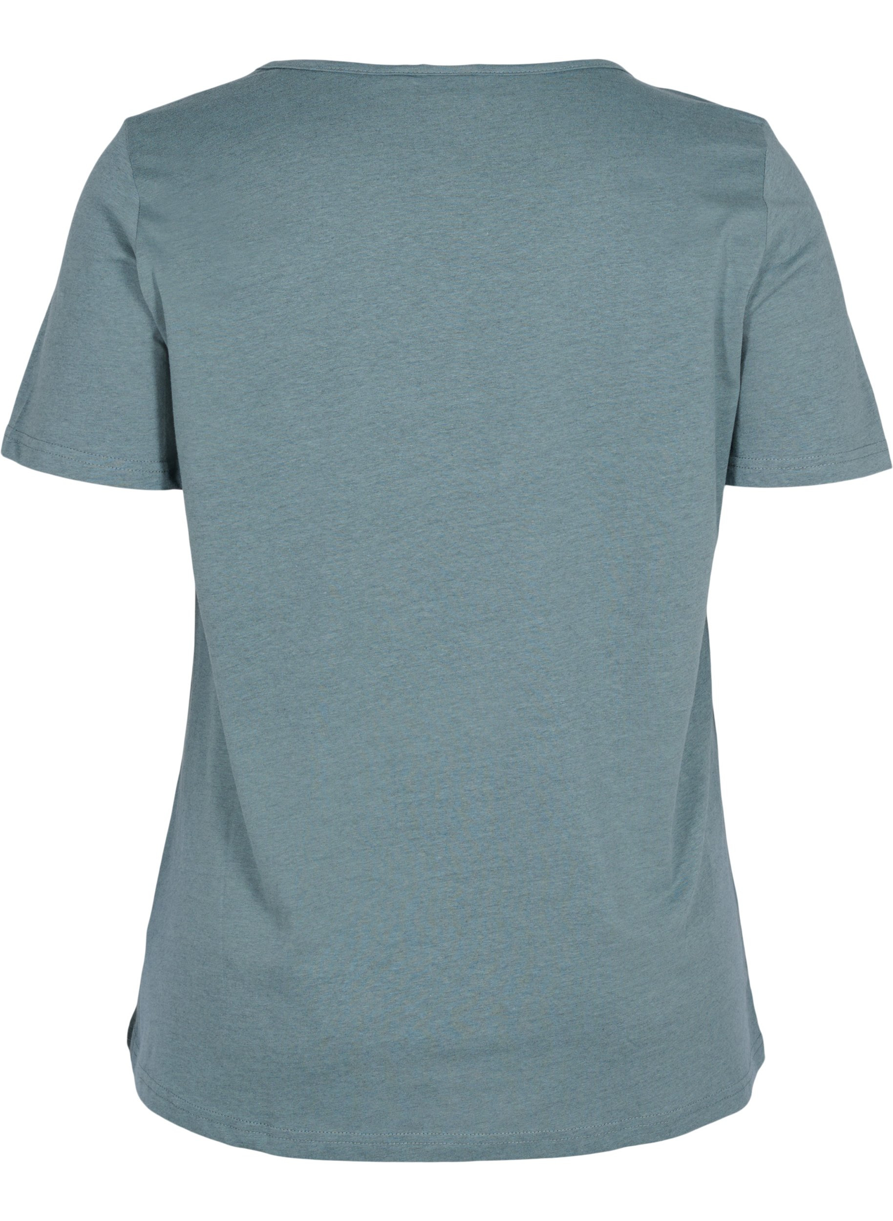 Kurzarm T-Shirt mit V-Ausschnitt und Mesh, Balsam Green, Packshot image number 1