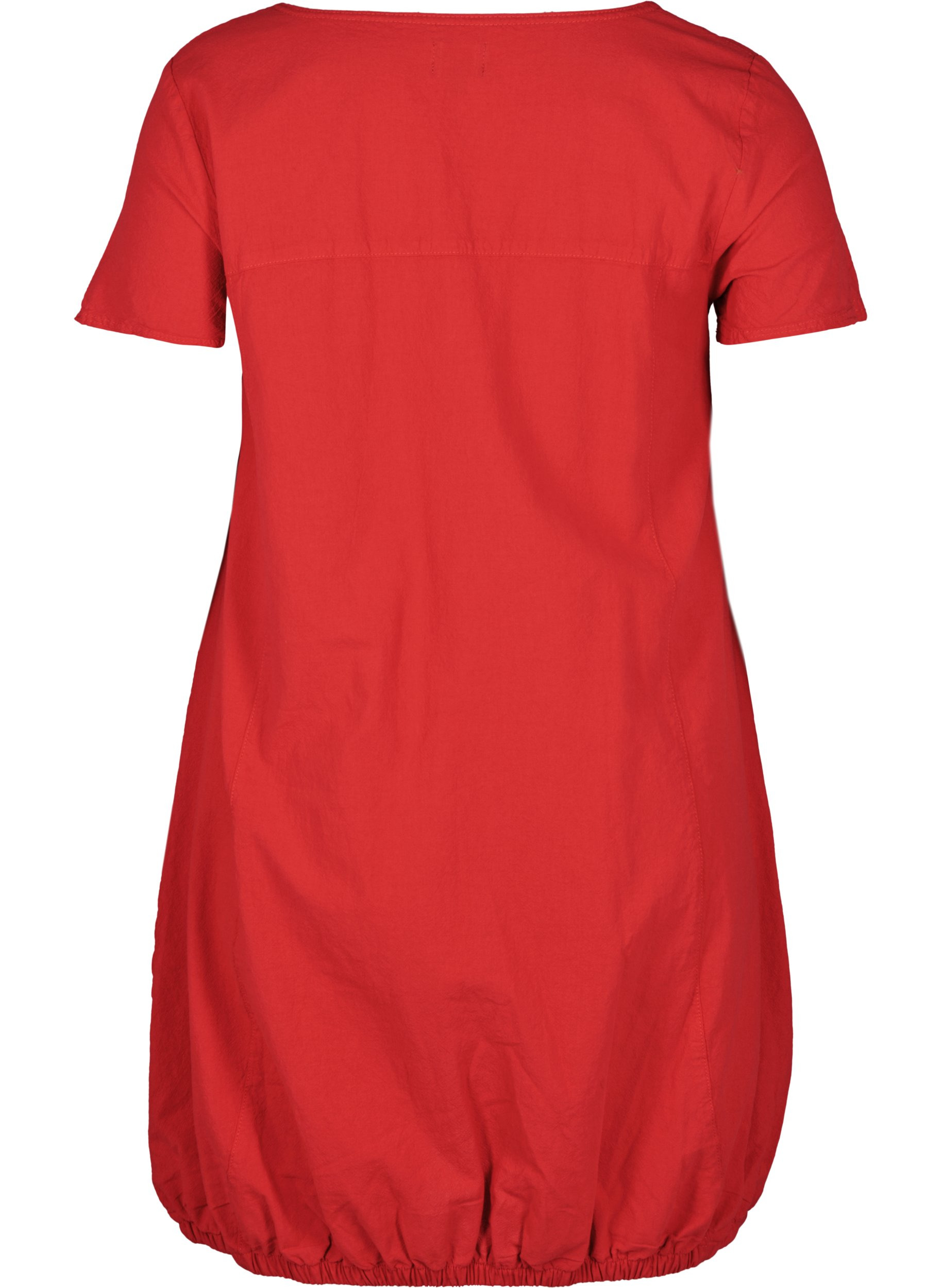 Kurzarm Kleid aus Baumwolle, Lipstick Red, Packshot image number 1