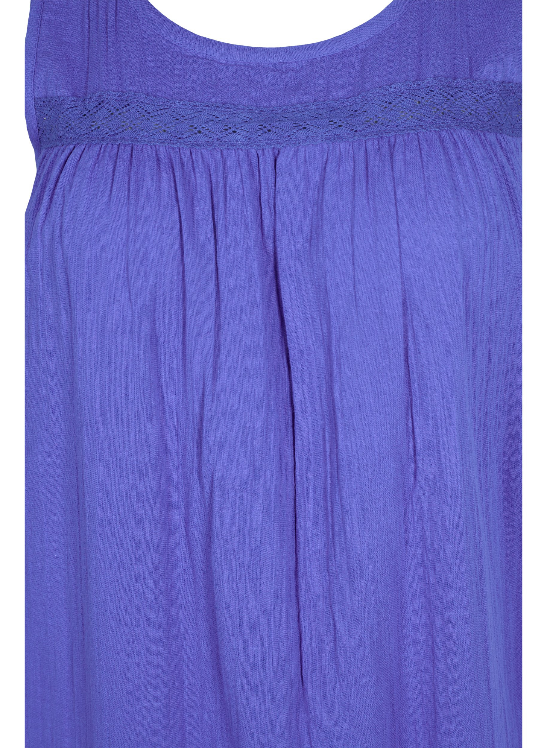 Ärmelloses Baumwollkleid in A-Form, Dazzling Blue, Packshot image number 2