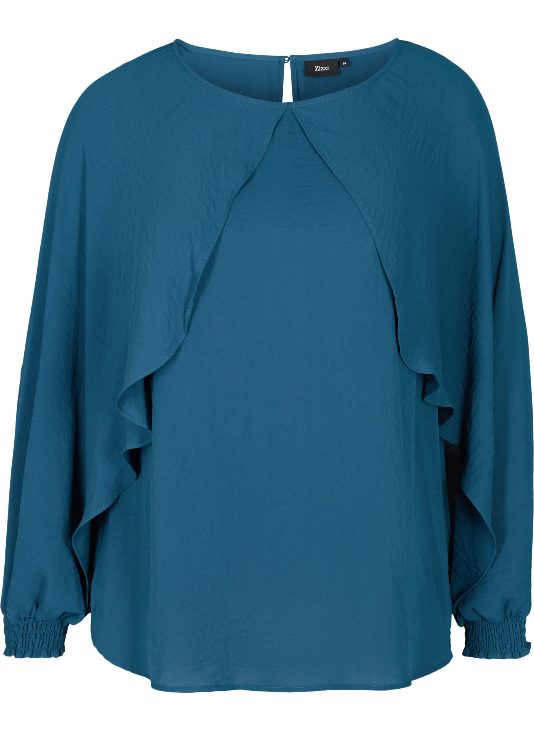 Bluse mit Ballonärmeln und Smock, Majolica Blue, Packshot image number 0