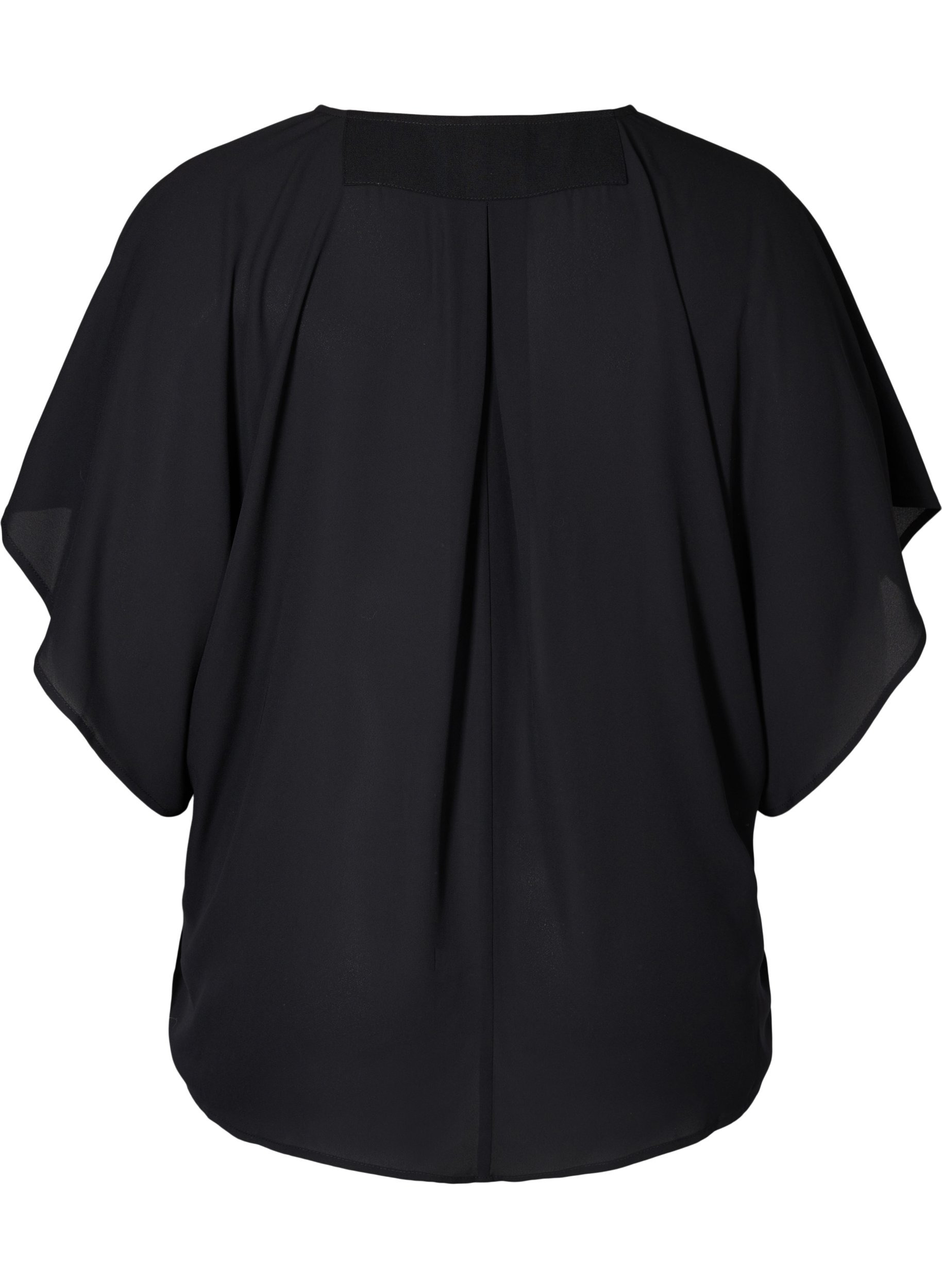 Bluse mit V-Ausschnitt und Fledermausärmeln, Black, Packshot image number 1