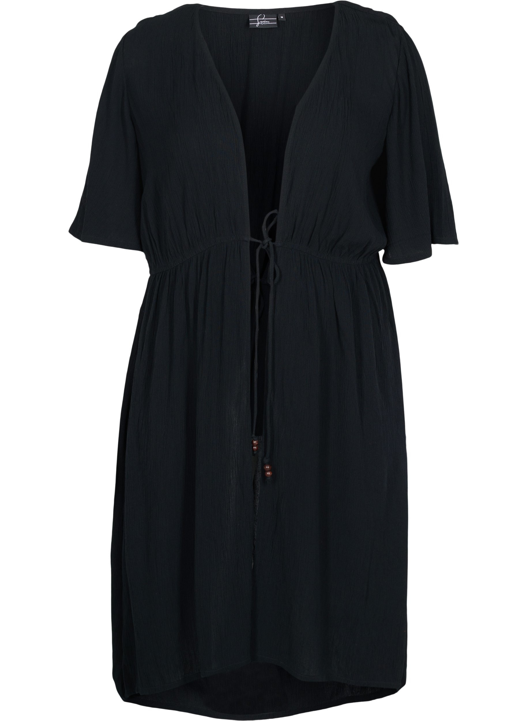 Strandkleid aus Viskose mit verstellbarer Taille, Black, Packshot image number 0