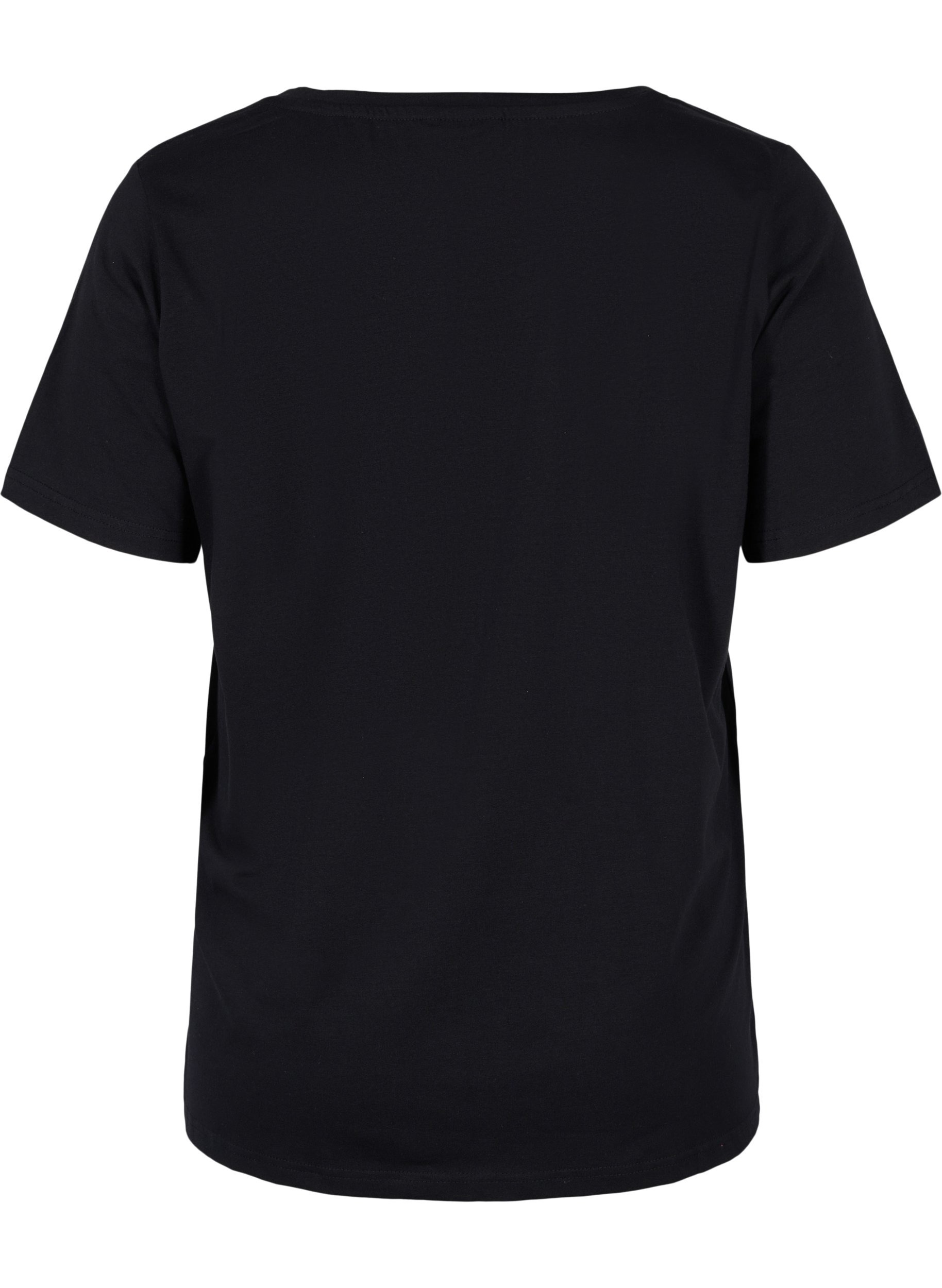 Schlaf-T-Shirt mit kurzen Ärmeln und Print, Black HEARTBEAT, Packshot image number 1